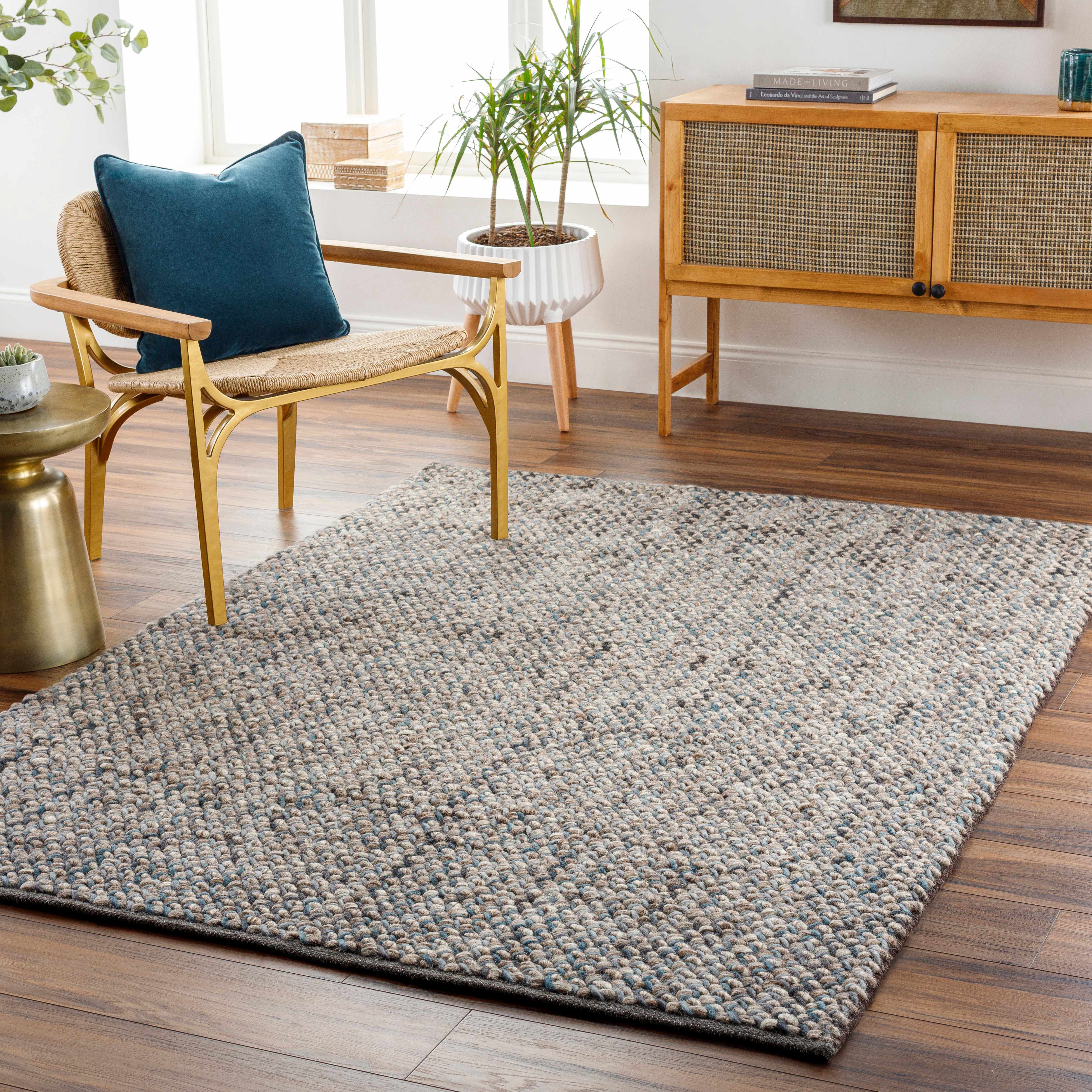 Hansell 5' x 7'6in Texture Wool Area Rug - Hauteloom