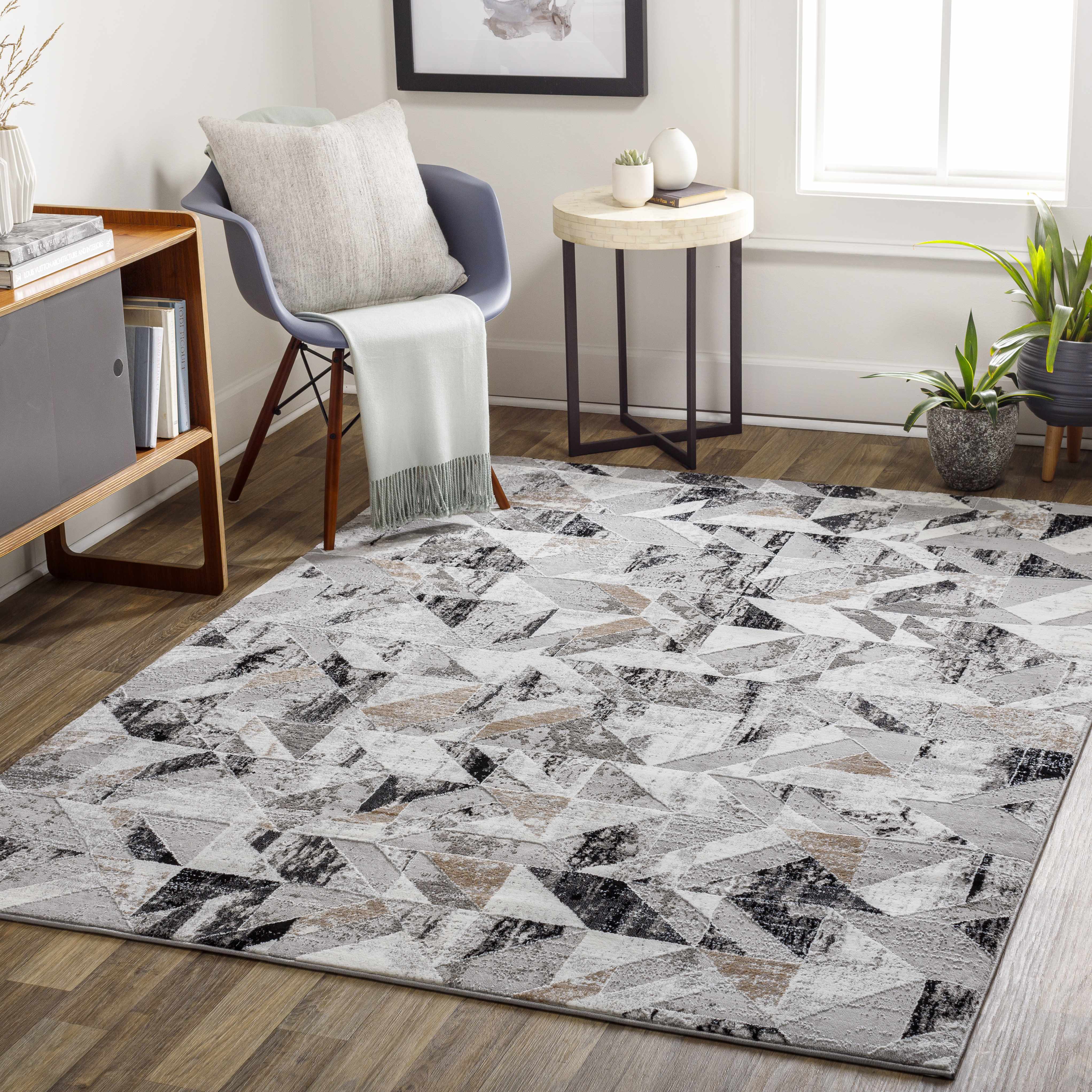 Tiguisan 6'7in x 9' Modern Contemporary Bohemian Abstract Area Rug - Hauteloom