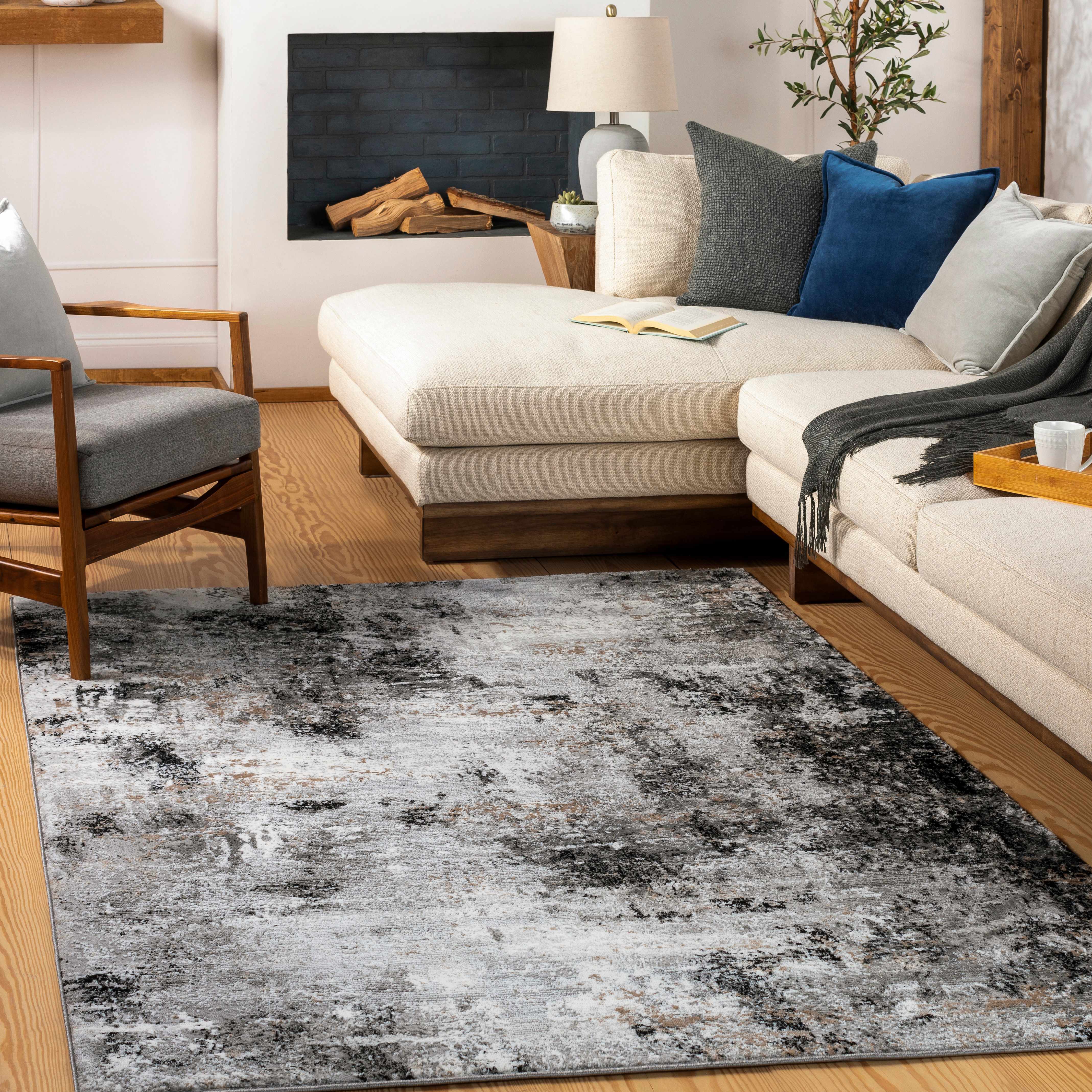 Bitoon 6'7in x 9' Modern Contemporary Bohemian Abstract Area Rug - Hauteloom