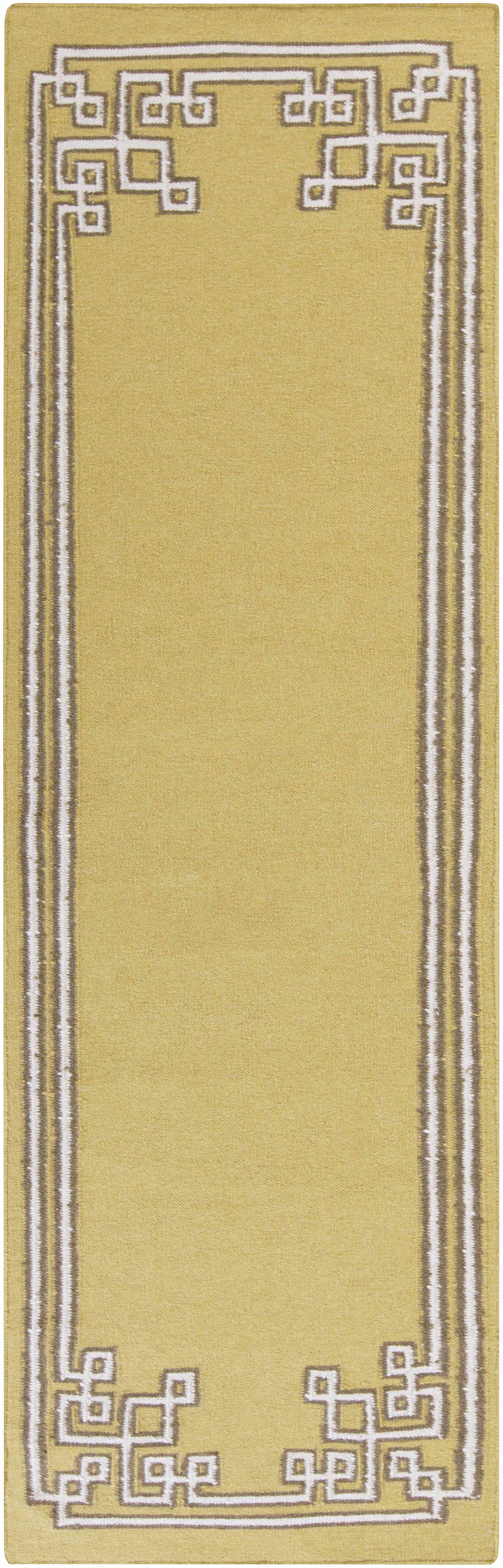 Ogle 2'6in x 8' Border Solid Border Wool Runner - Hauteloom