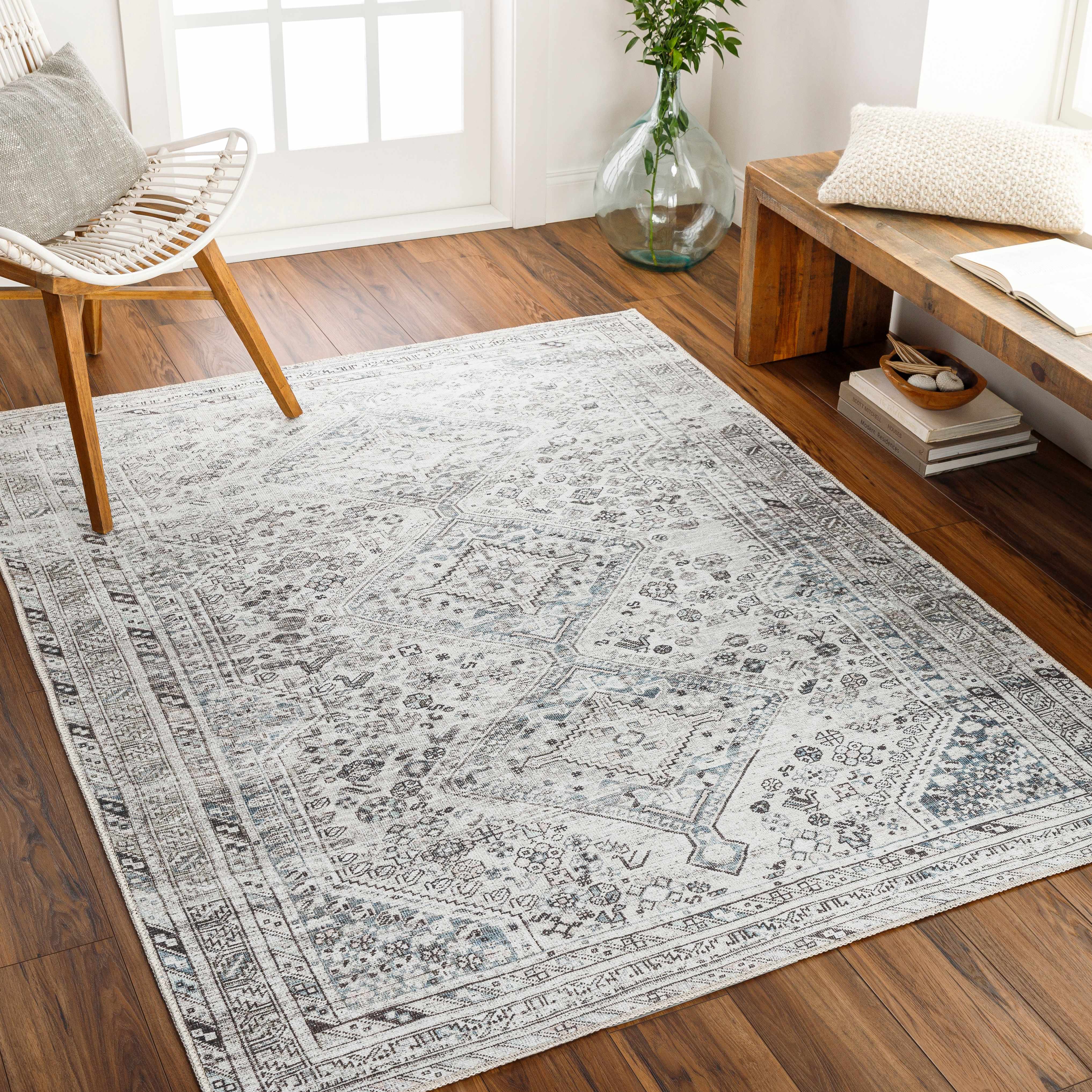 Barny 6'7in x 9' Washable Area Rug - Hauteloom
