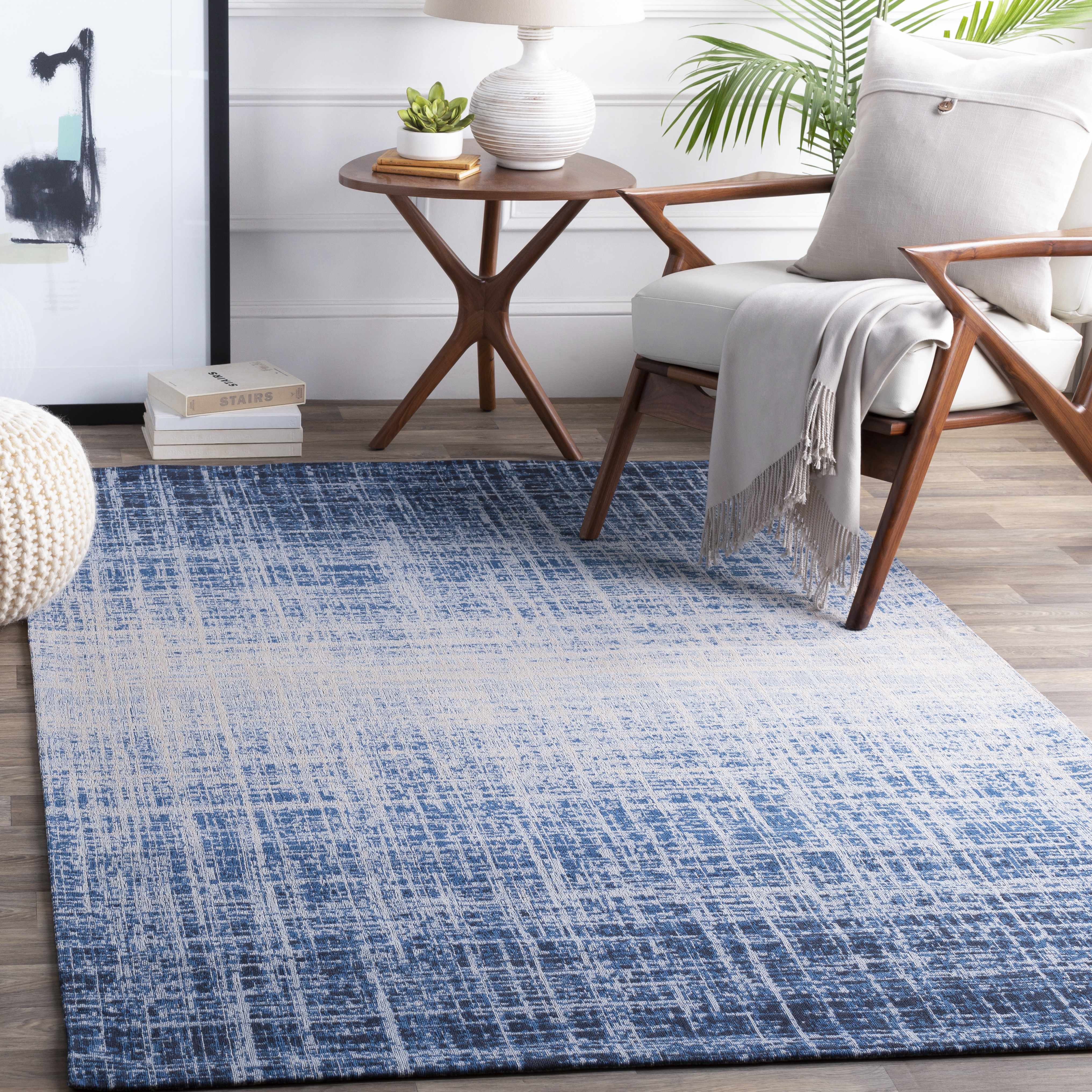Fruitville 5' x 7'6in Solid & Border Handmade Updated Farmhouse Cotton Area Rug - Hauteloom