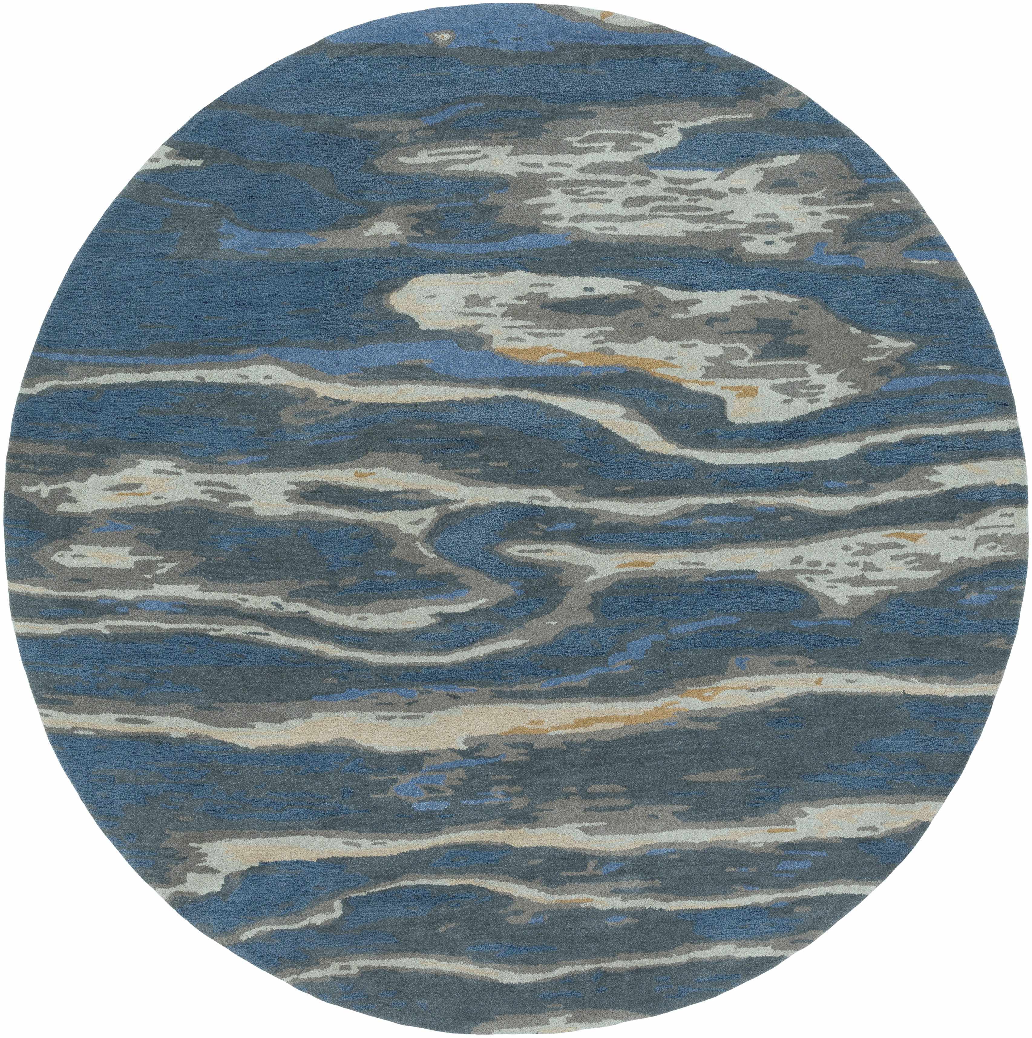 Maida 8' Round Modern Wool Area Rug - Hauteloom