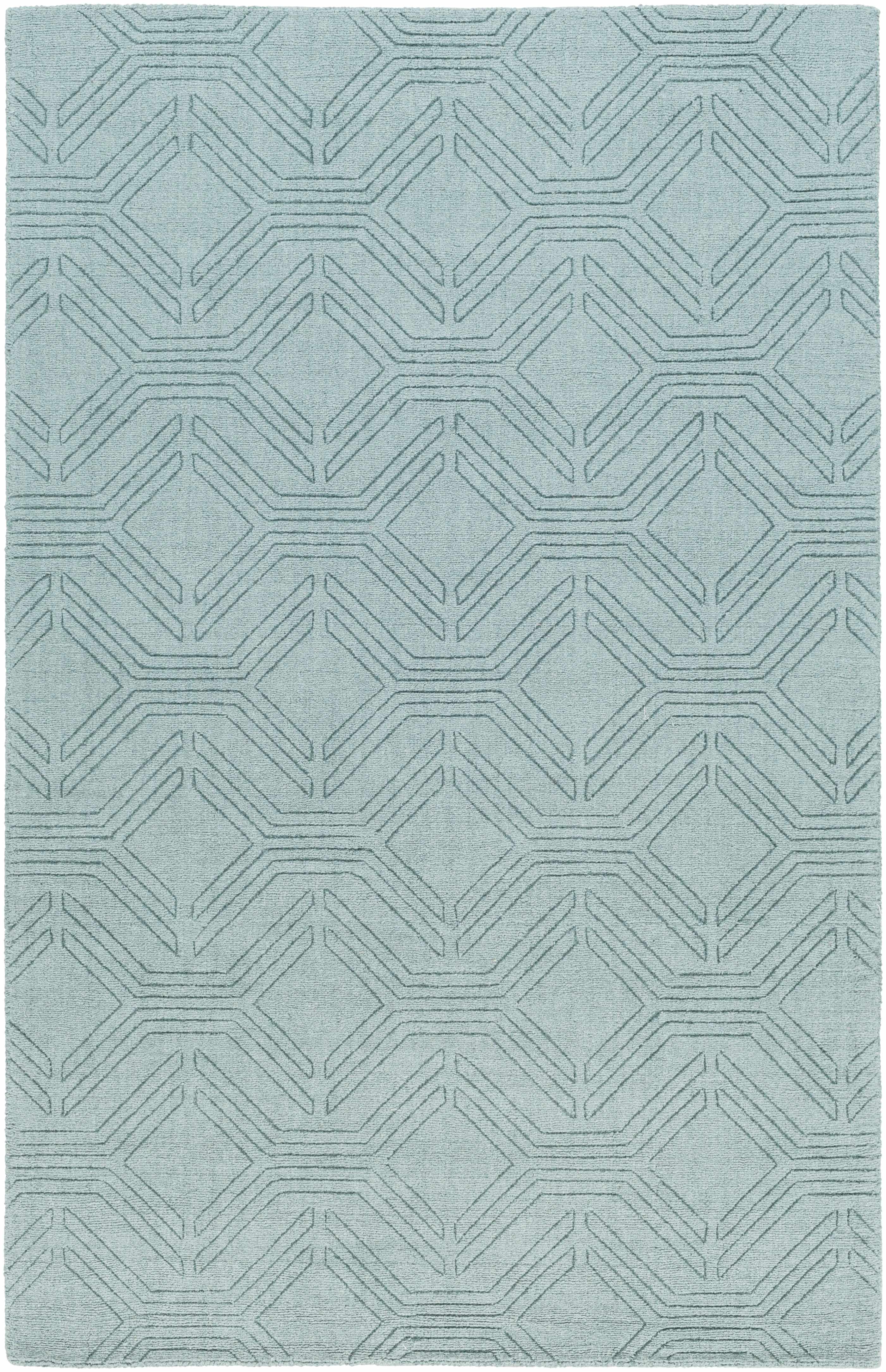 Rayleigh 8' x 10' Solid & Border Solid Stripes Wool Area Rug - Hauteloom