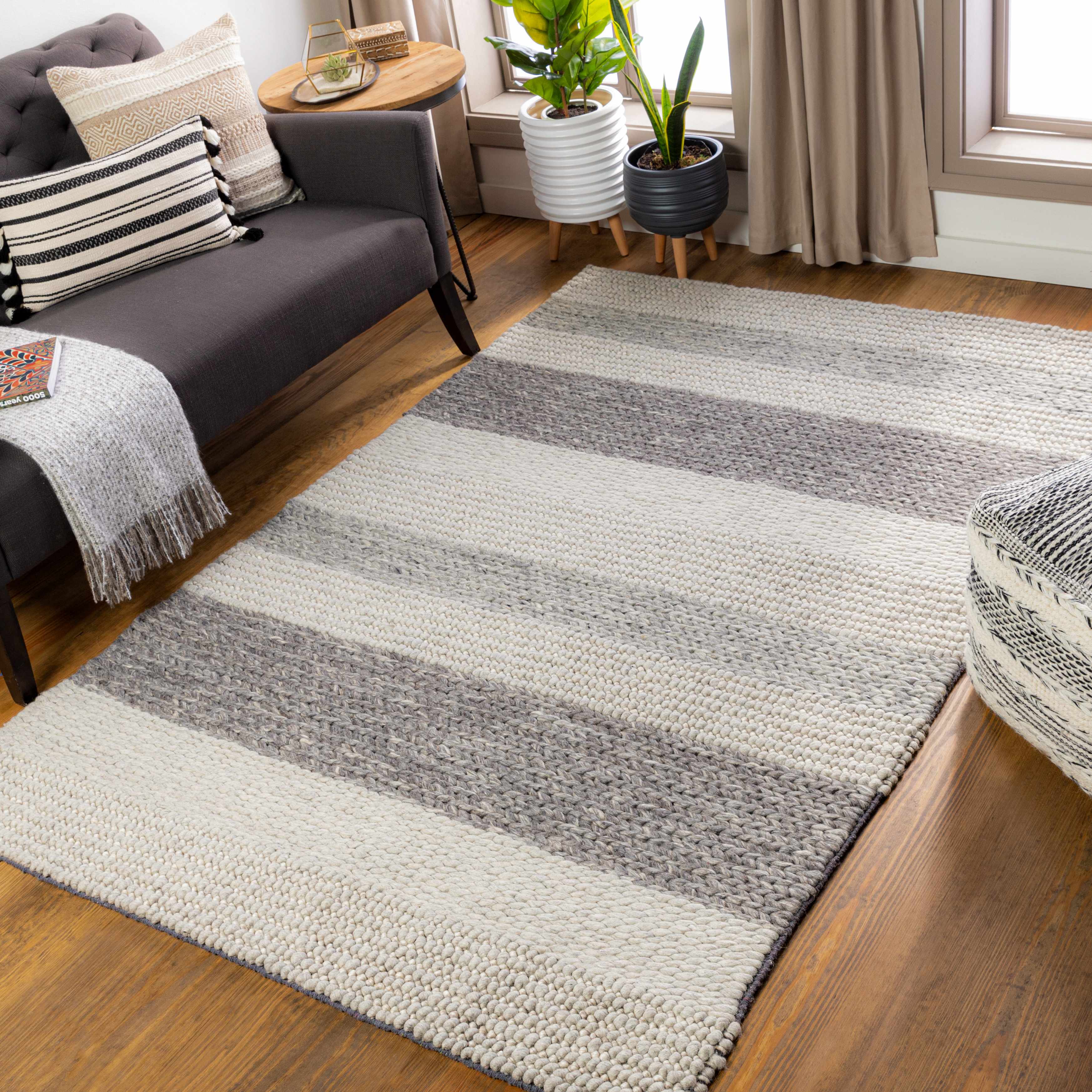 Shediac 8' x 10' Handmade Wool. Stripes Wool Area Rug - Hauteloom