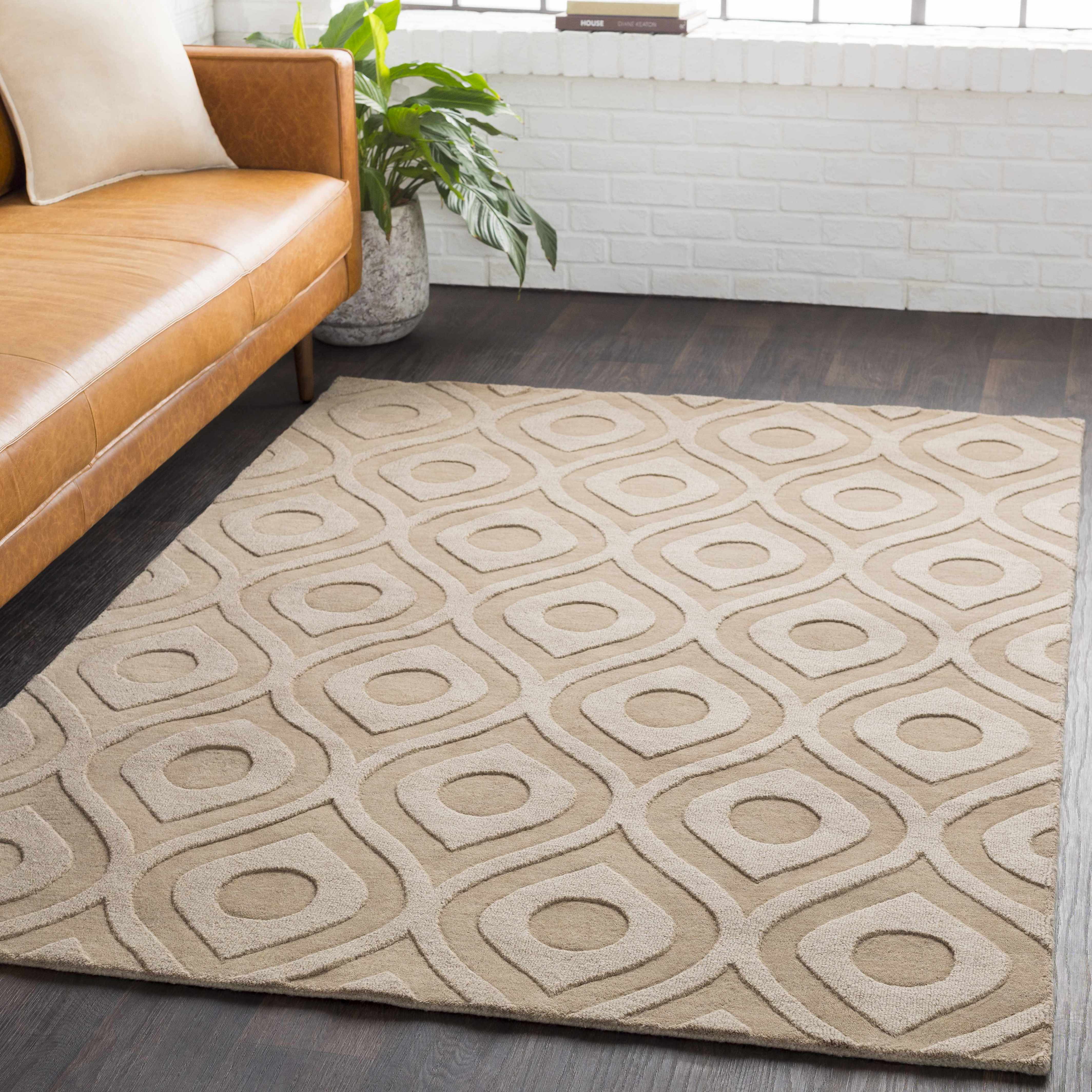 Hundred 4' x 6' Solid & Border Modern Moroccan Trellis Wool Area Rug - Hauteloom