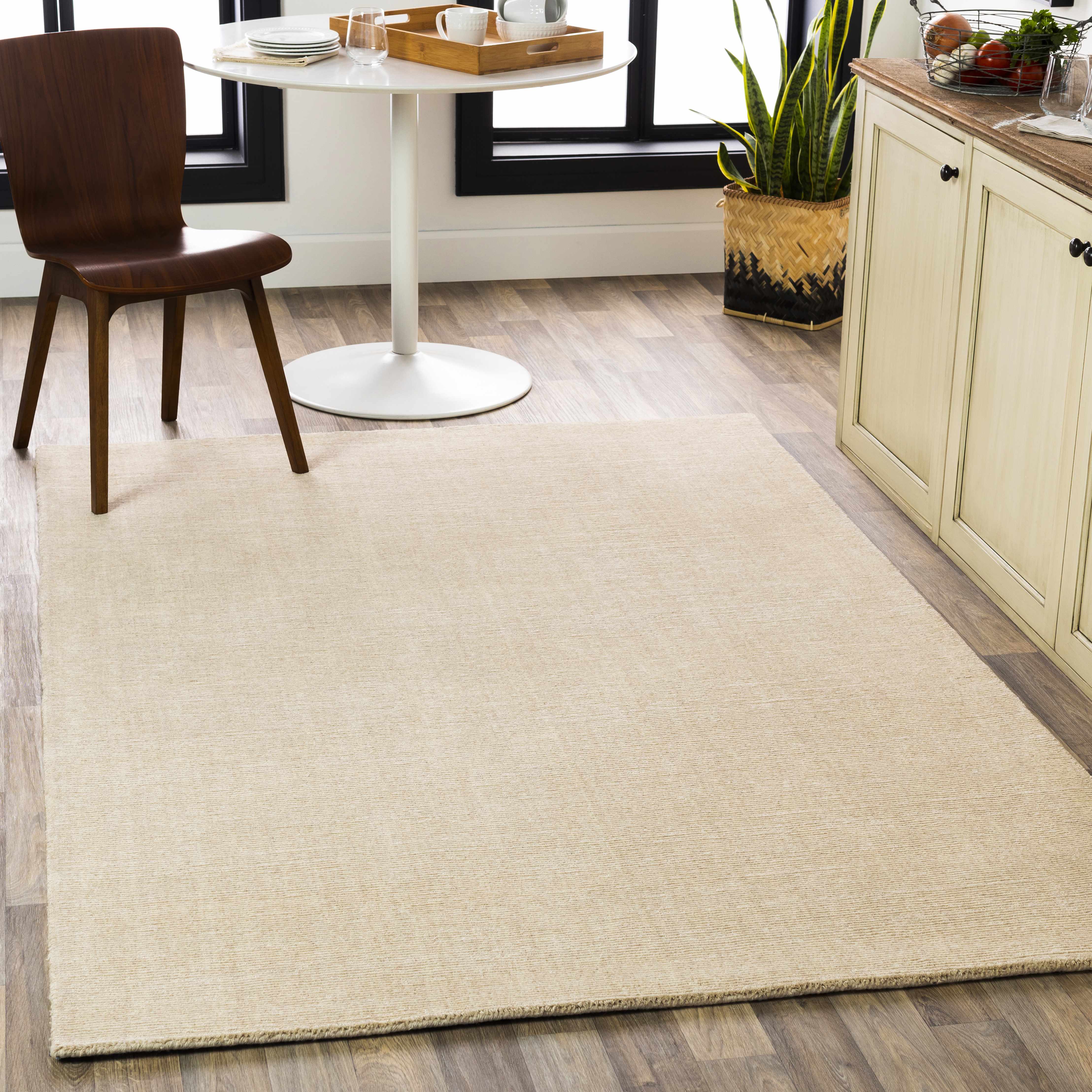 Onslow 6' x 9' Solid & Border Handmade Solid Stripes Wool Area Rug - Hauteloom
