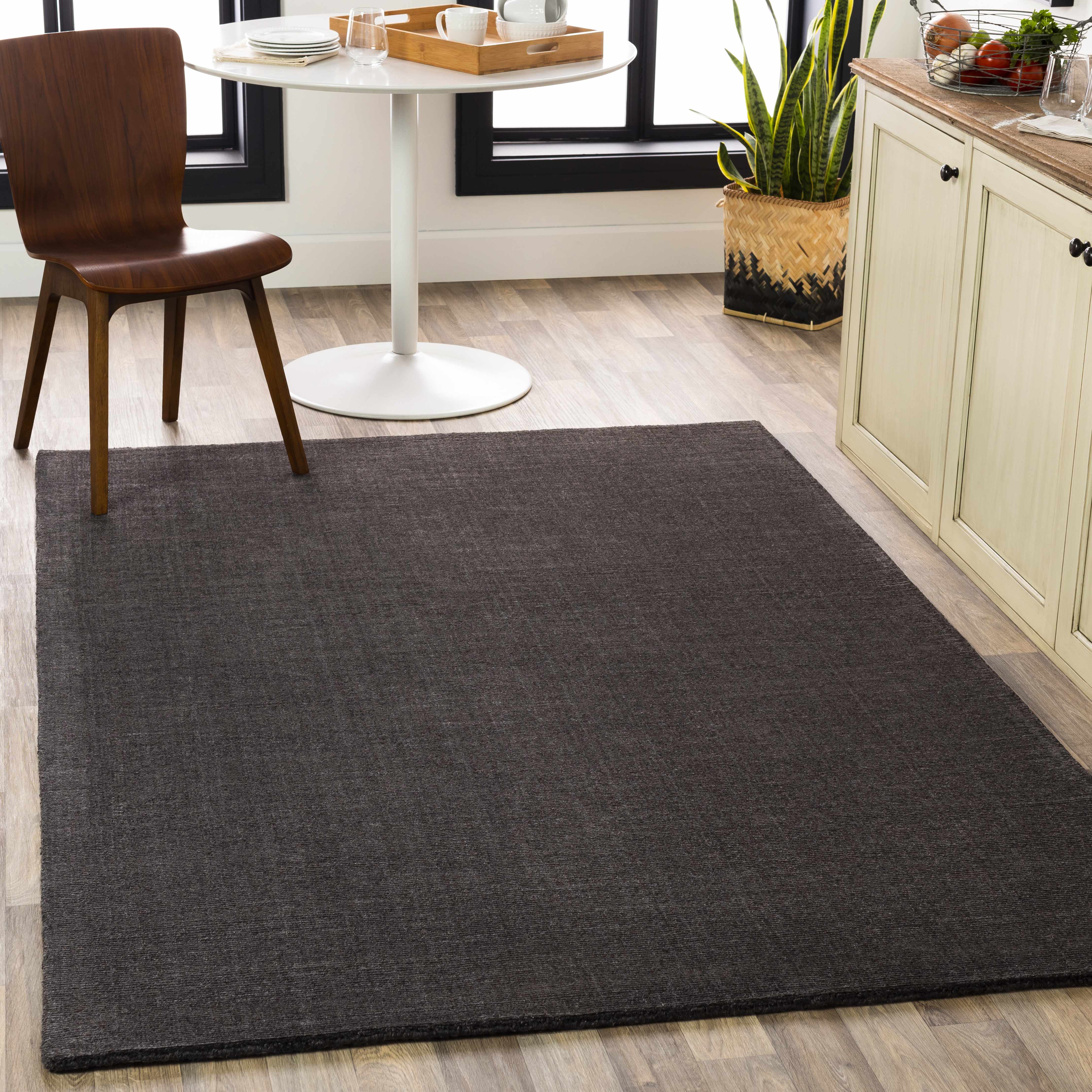 Minneola 5' x 7'6in Solid & Border Handmade Solid Stripes Wool Area Rug - Hauteloom