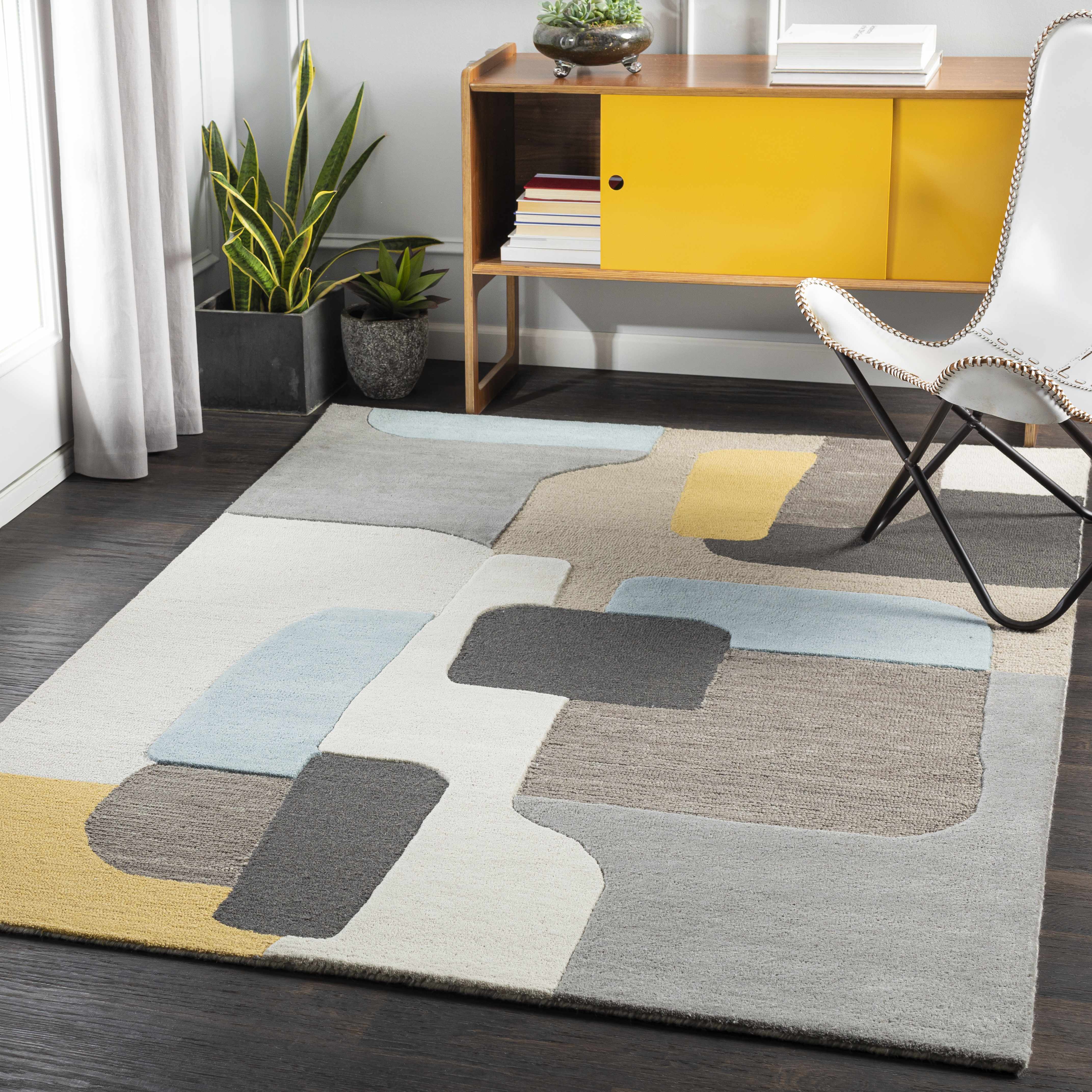 Indialantic 8'10in x 12' Modern Geometric Wool Area Rug - Hauteloom