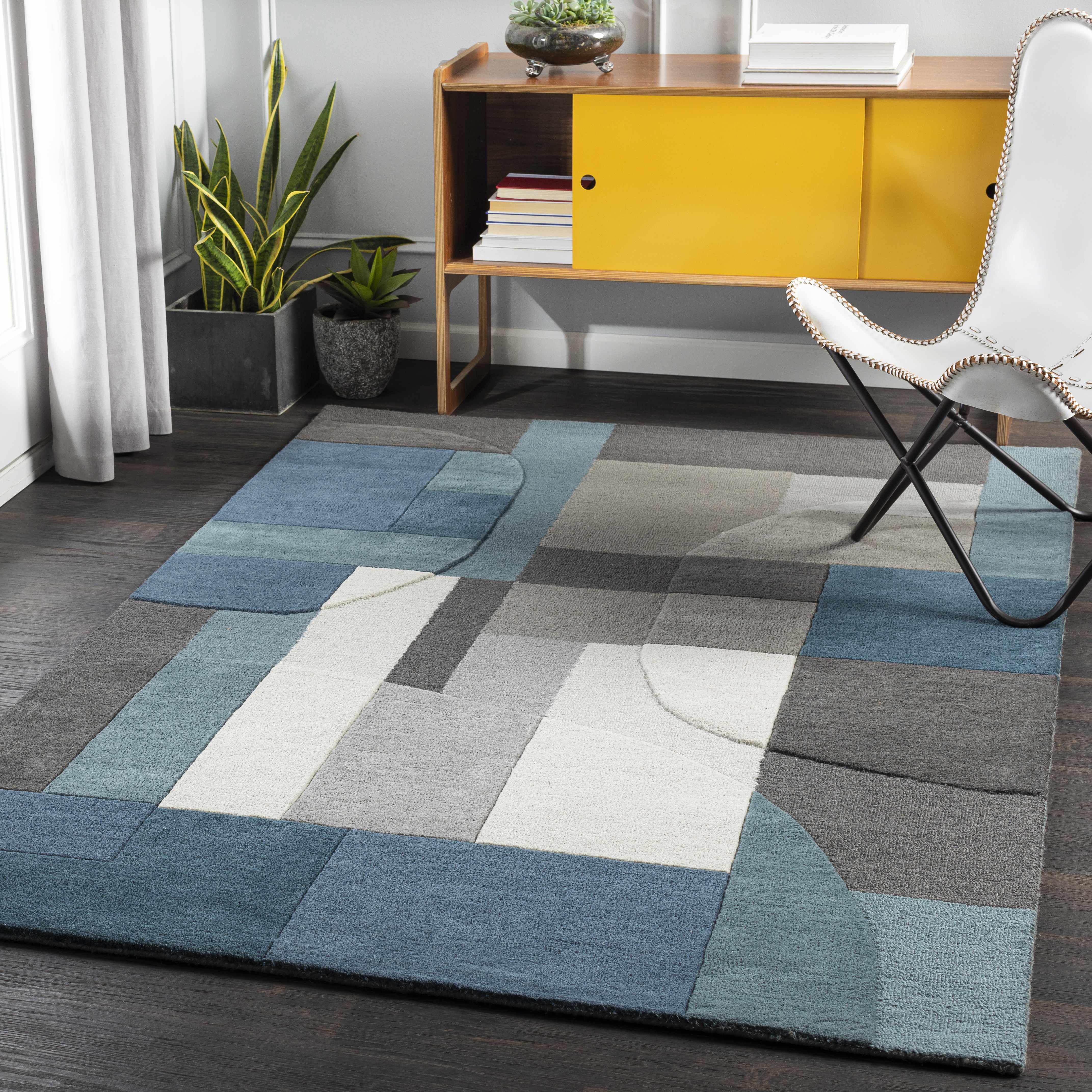 Ilminster 5' x 7'6in Modern Geometric Wool Area Rug - Hauteloom