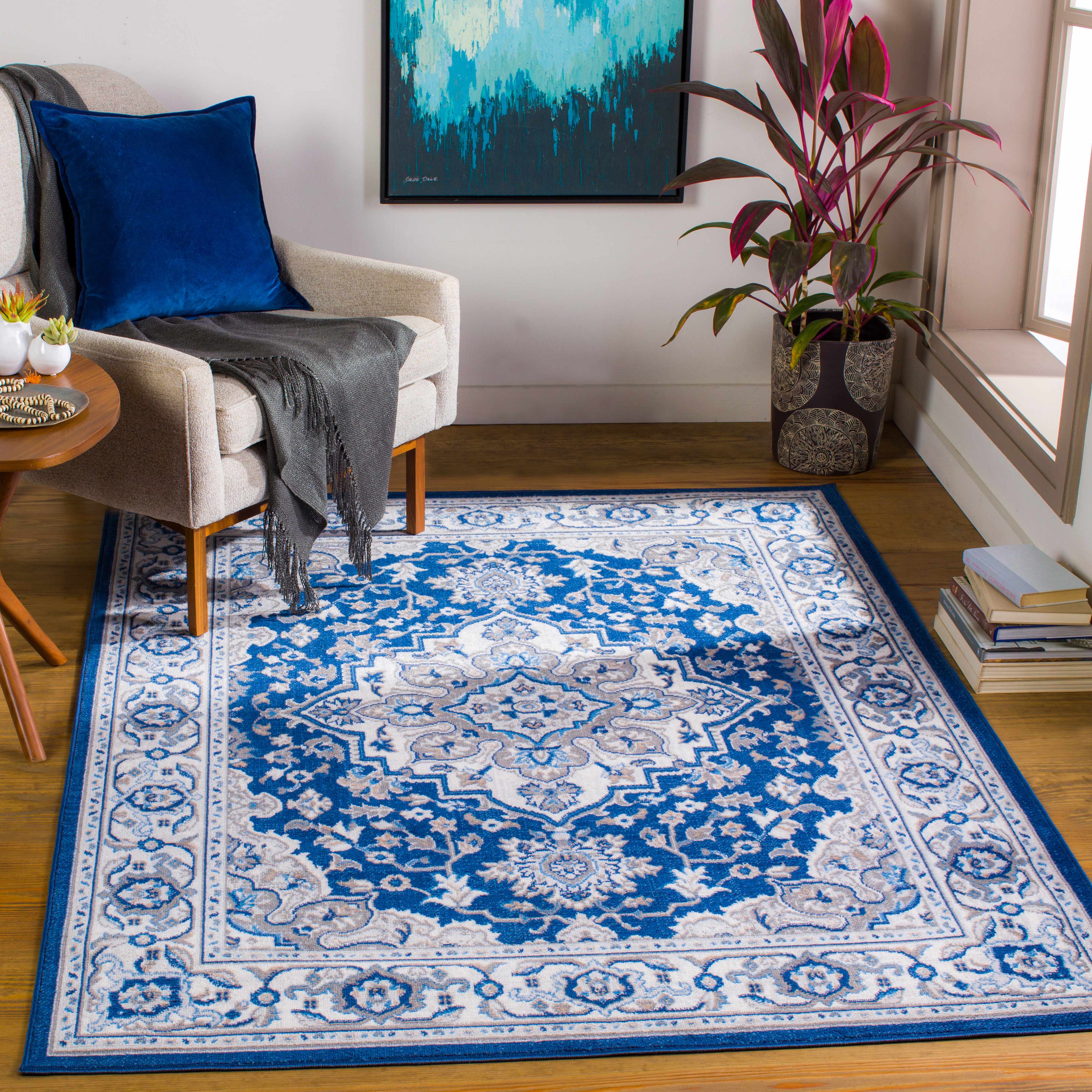Coates 6'7in x 9' Updated Traditional Medallion Area Rug - Hauteloom
