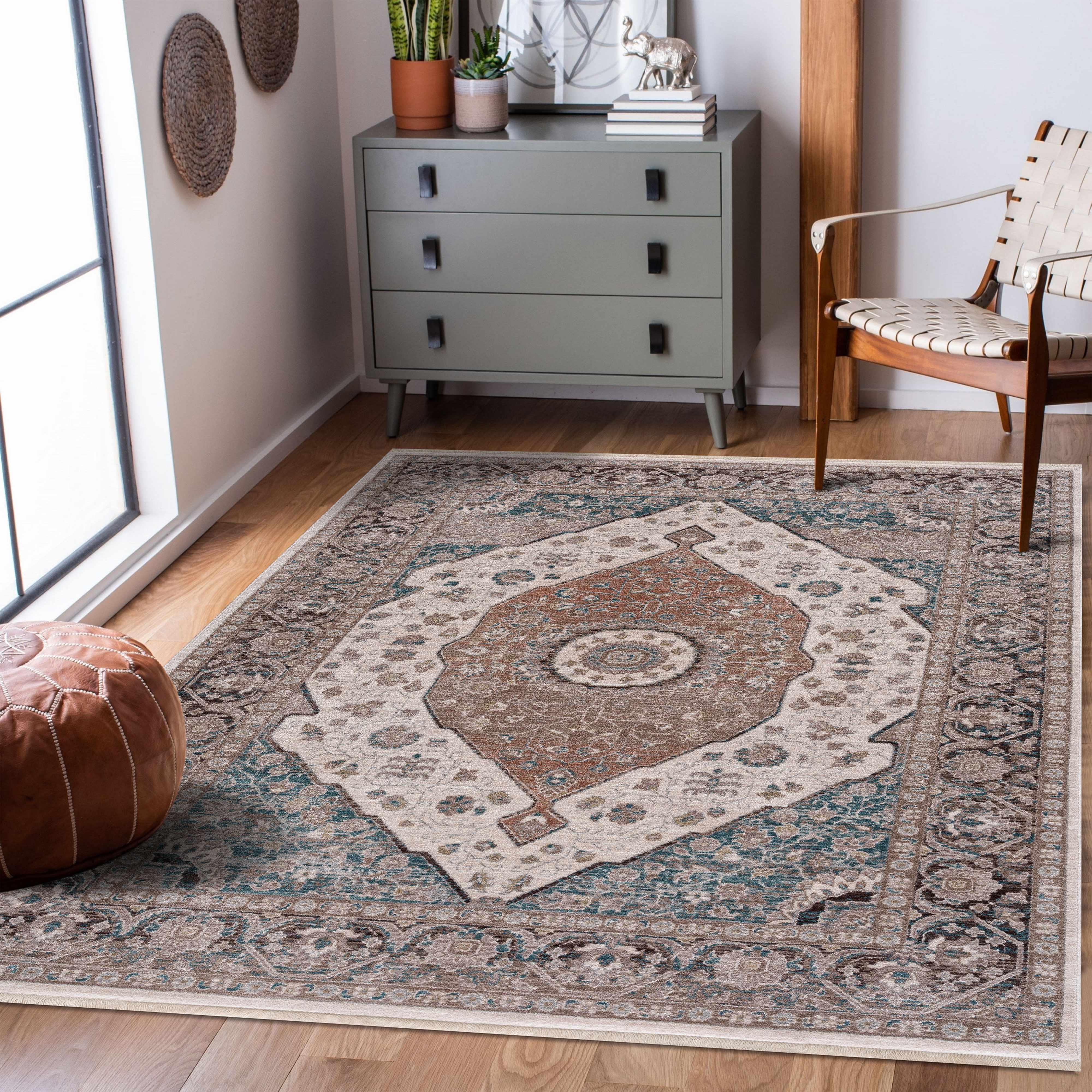 Baychester 7'10in Round Updated Traditional Farmhouse Area Rug - Hauteloom