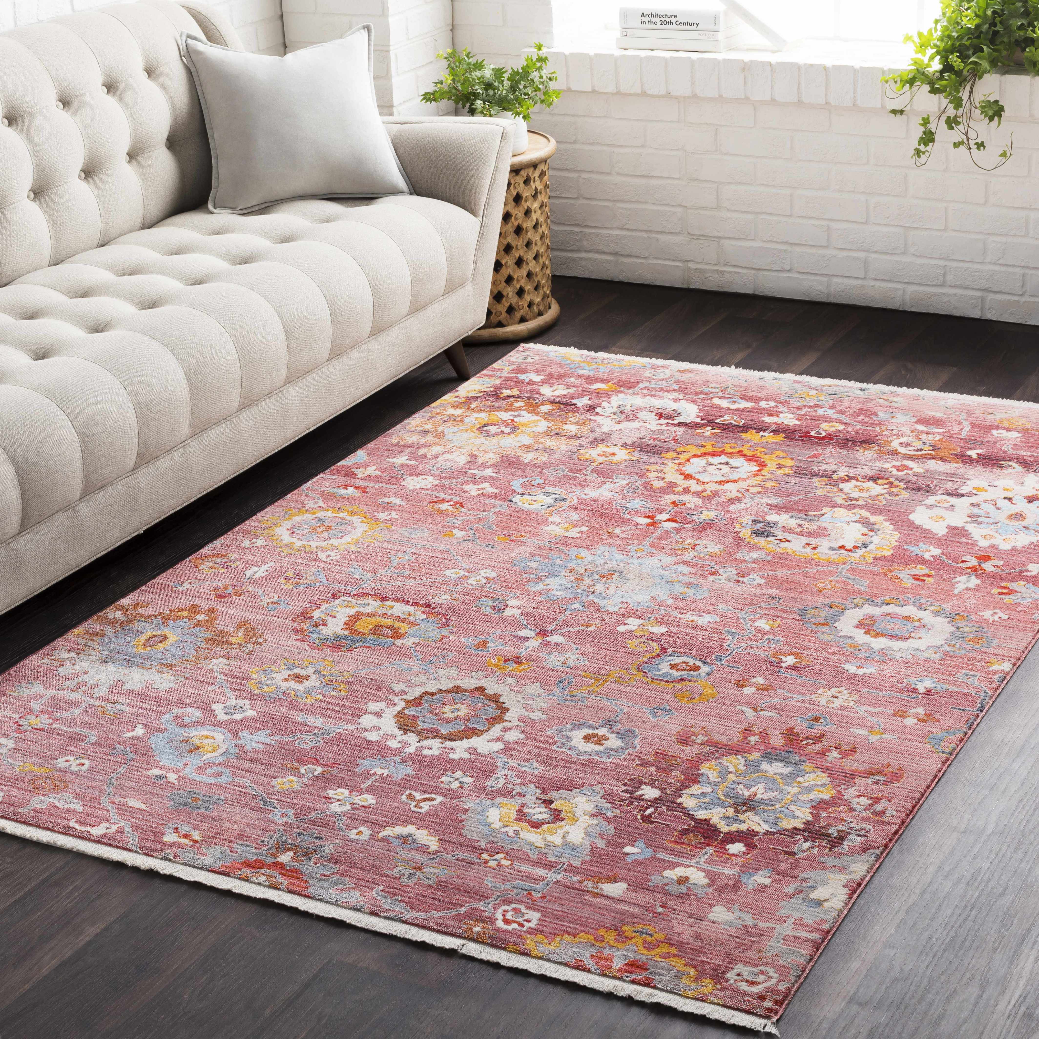 Jemison 2'7in x 4'11in Updated Traditional Bohemian Distressed Pink Area Rug - Hauteloom