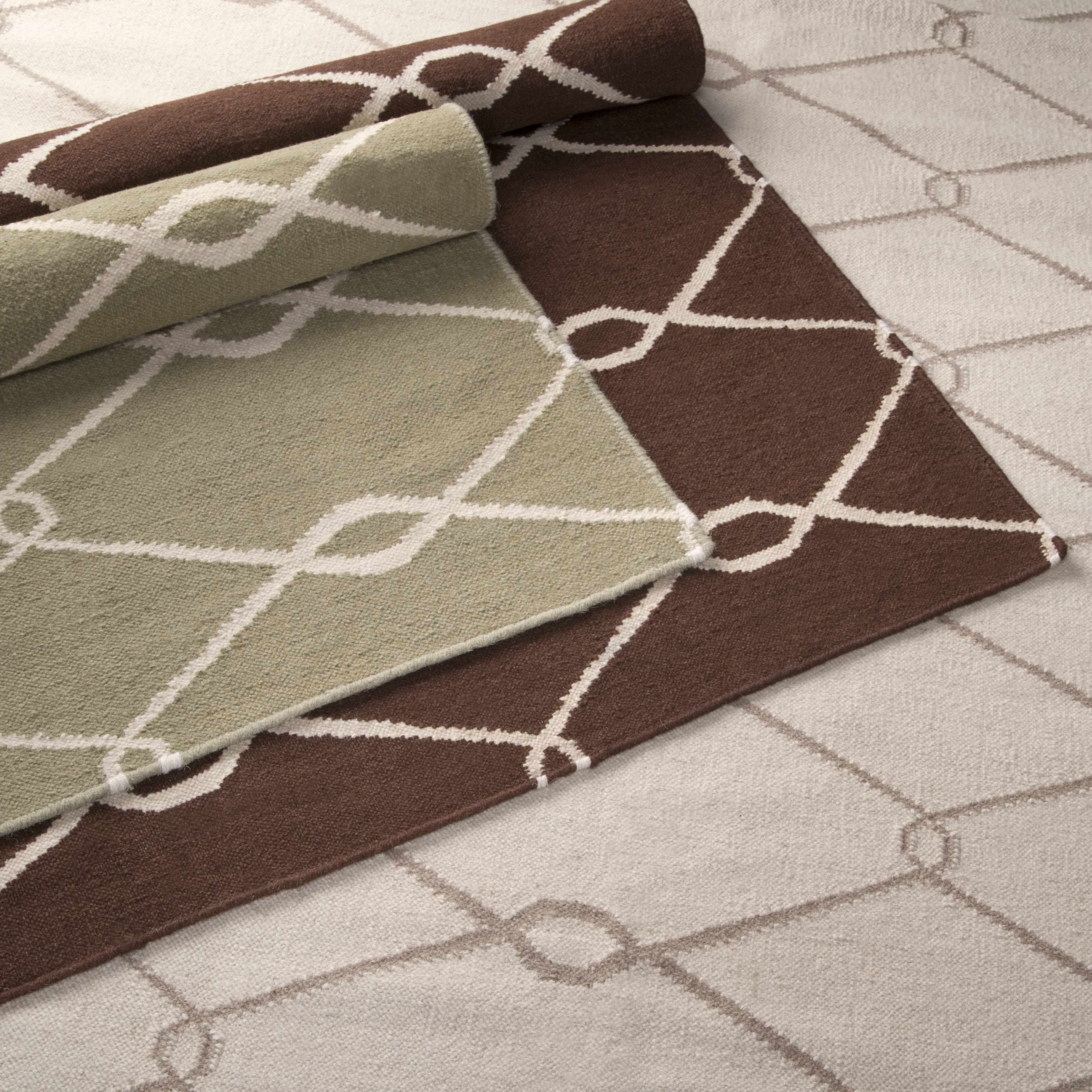 Pudsey 3'6in x 5'6in Transitional Flat Weave Moroccan Trellis Wool Area Rug - Hauteloom