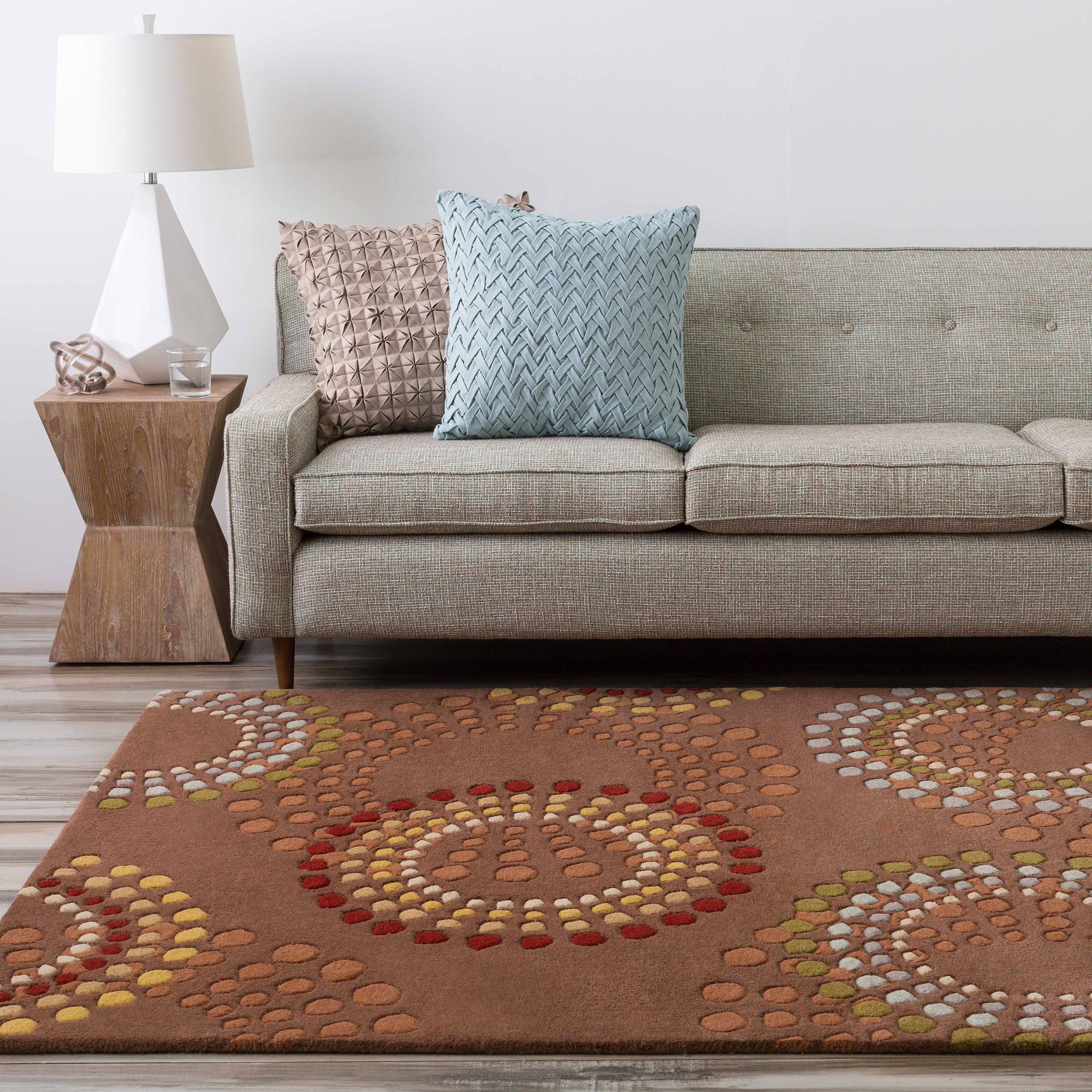 Vineland 9'9in Round Modern Contemporary Geometric Wool Area Rug - Hauteloom
