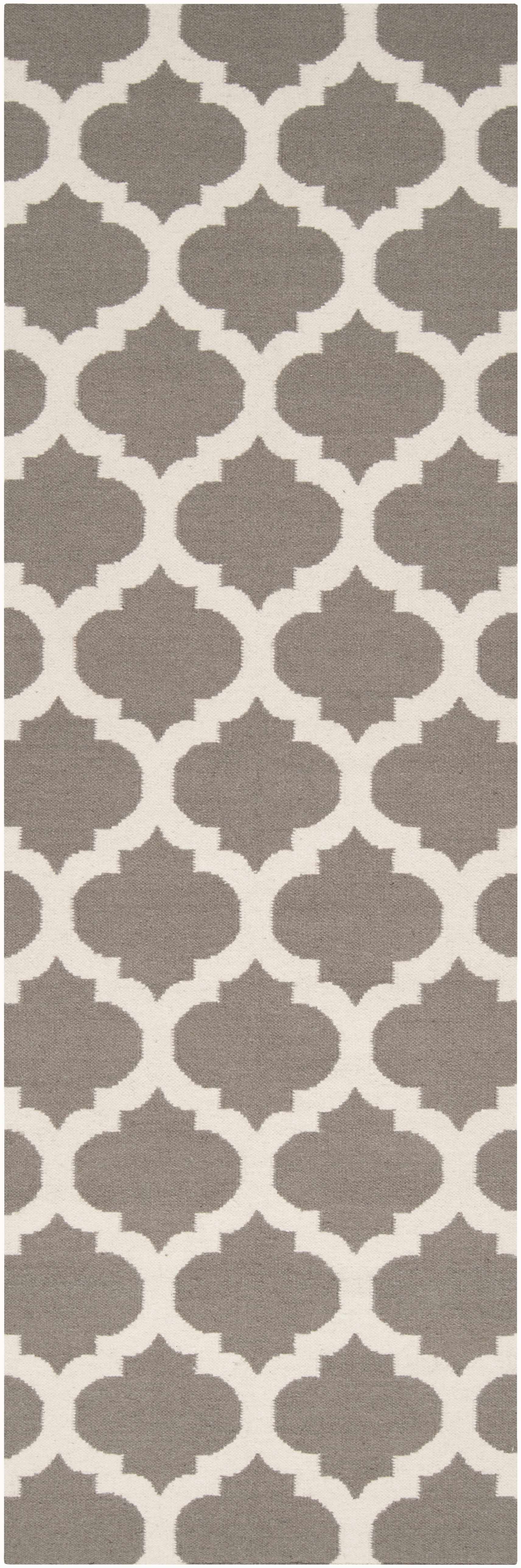 Neshkoro 2'6in x 8' Transitional Flat Weave Moroccan Trellis Wool Runner - Hauteloom