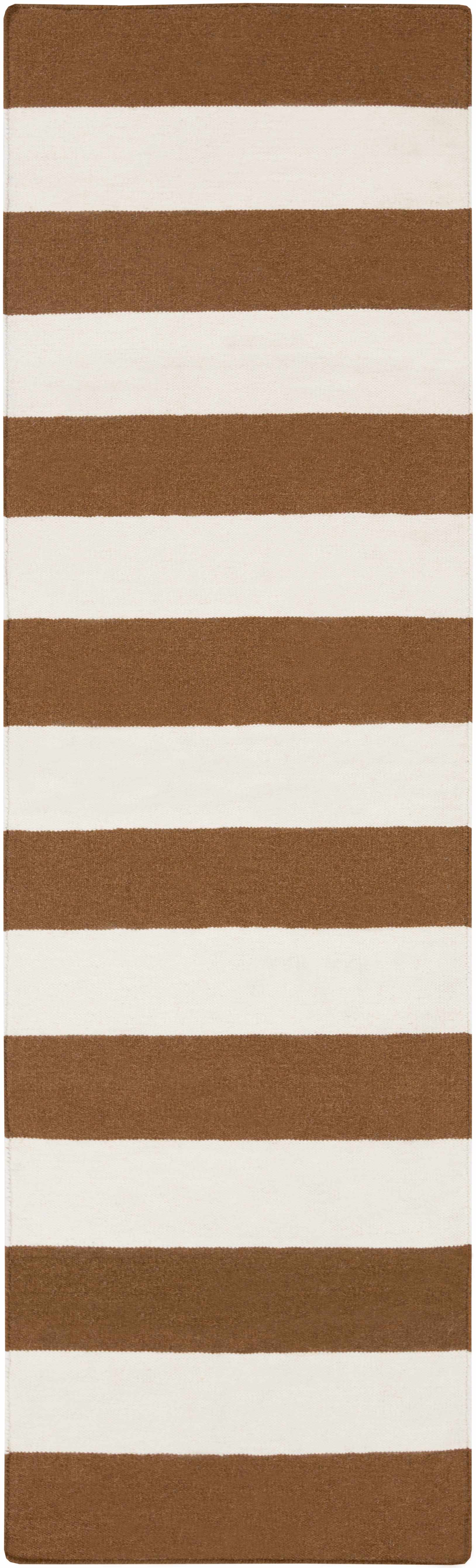 Waquoit 2'6in x 8' Striped Flatweave Farmhouse Stripes Wool Runner - Hauteloom