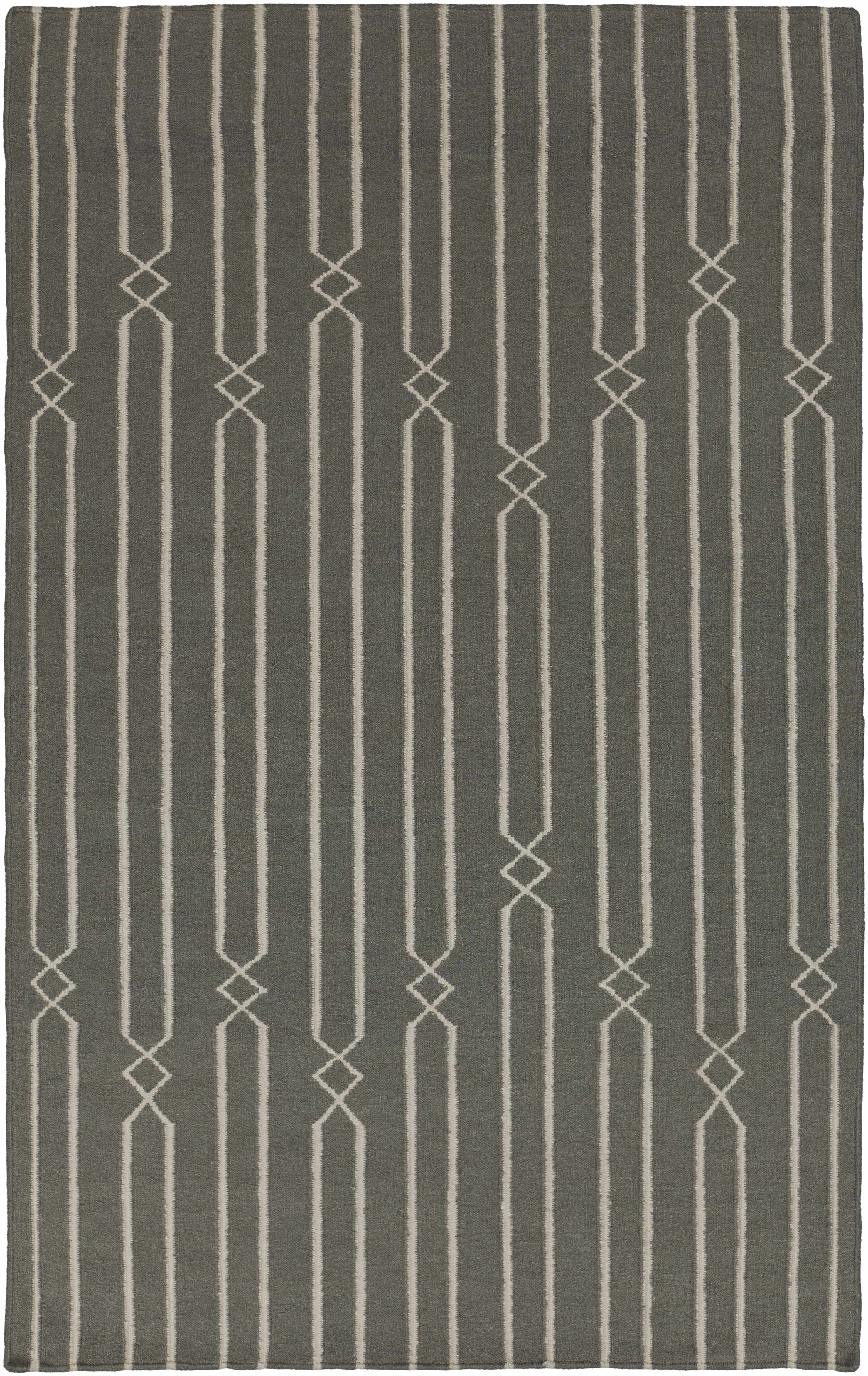 Tickhill 8' x 11' Geometric Flatweave Farmhouse Stripes Wool Area Rug - Hauteloom