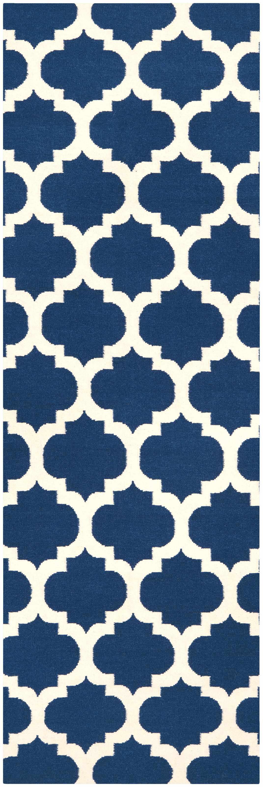 Centenary 2'6in x 8' Transitional Flat Weave Moroccan Trellis Wool Runner - Hauteloom