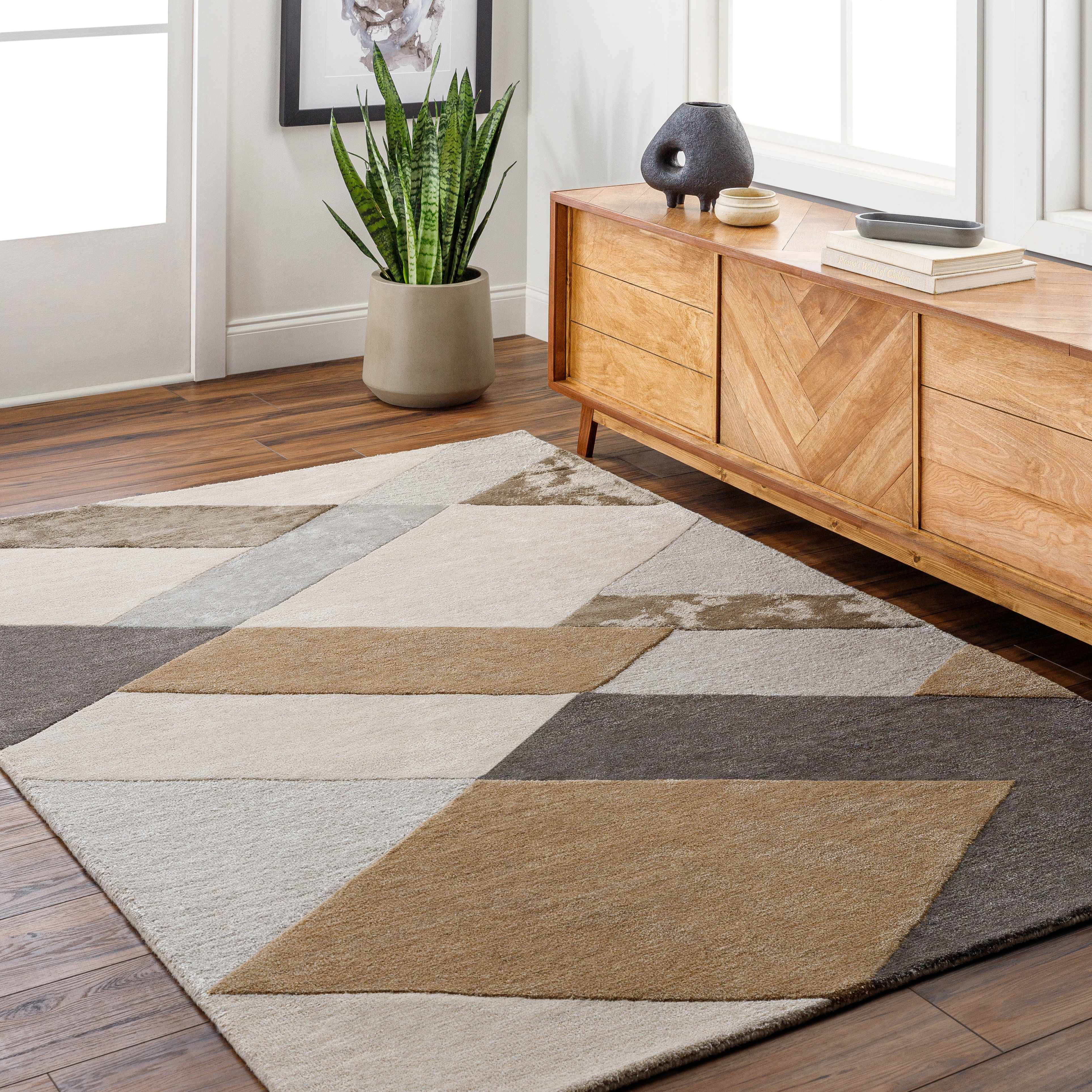 Lupao 2' x 3' Modern Geometric Contemporary Handmade Area Rug - Hauteloom