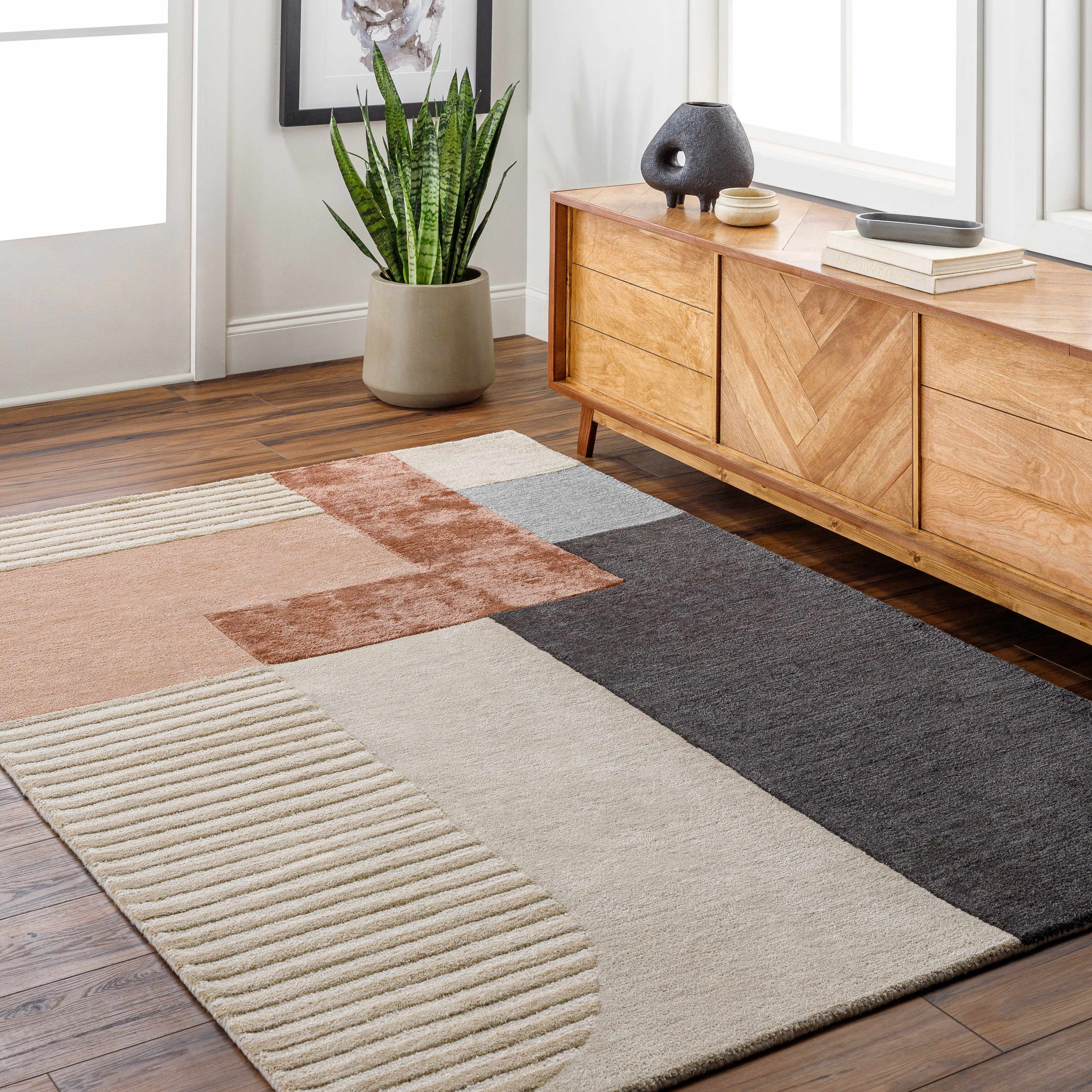 Pofadder 5' x 7'6in Modern Geometric Contemporary Handmade Area Rug - Hauteloom