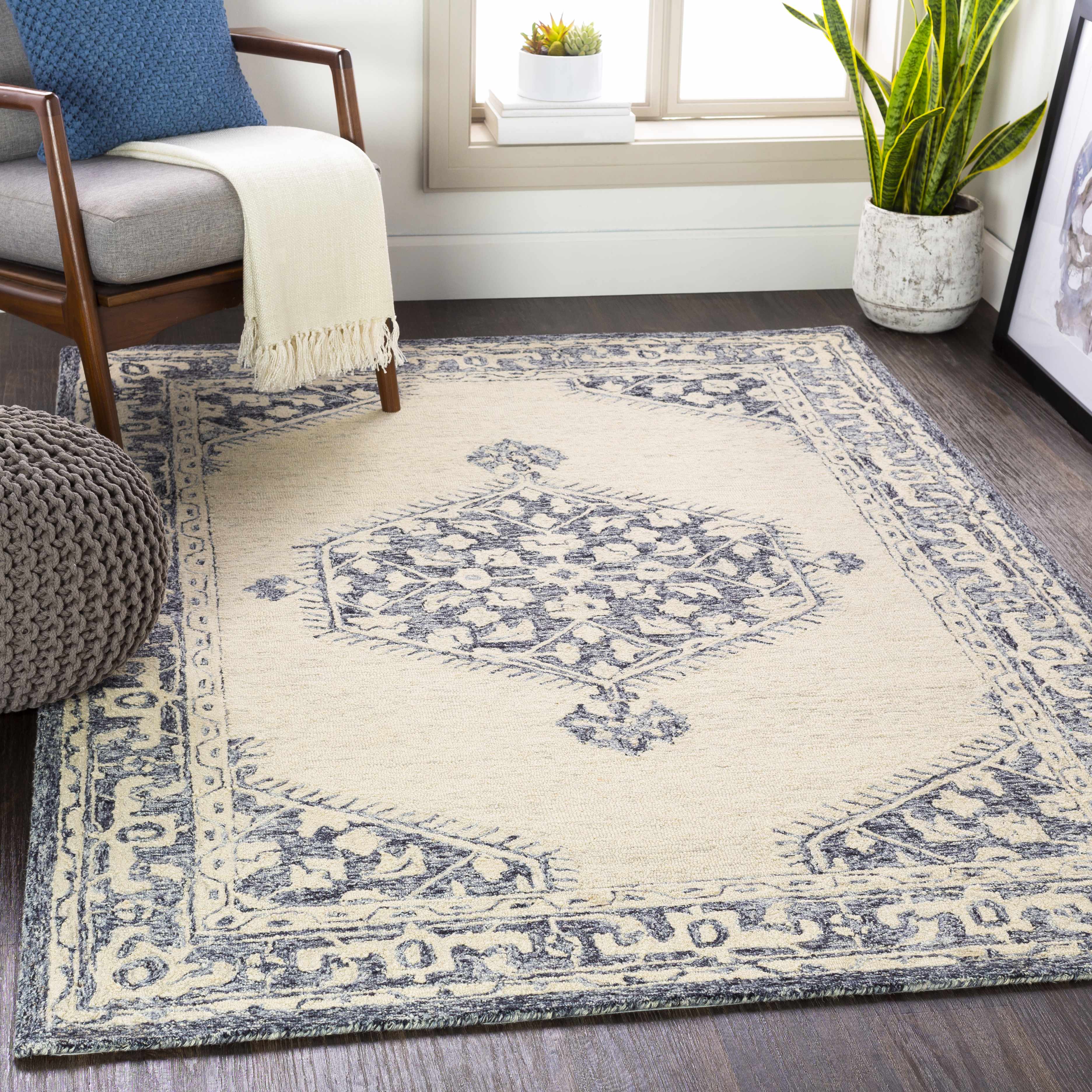 Carmi 8' Round Traditional Wool Area Rug - Hauteloom