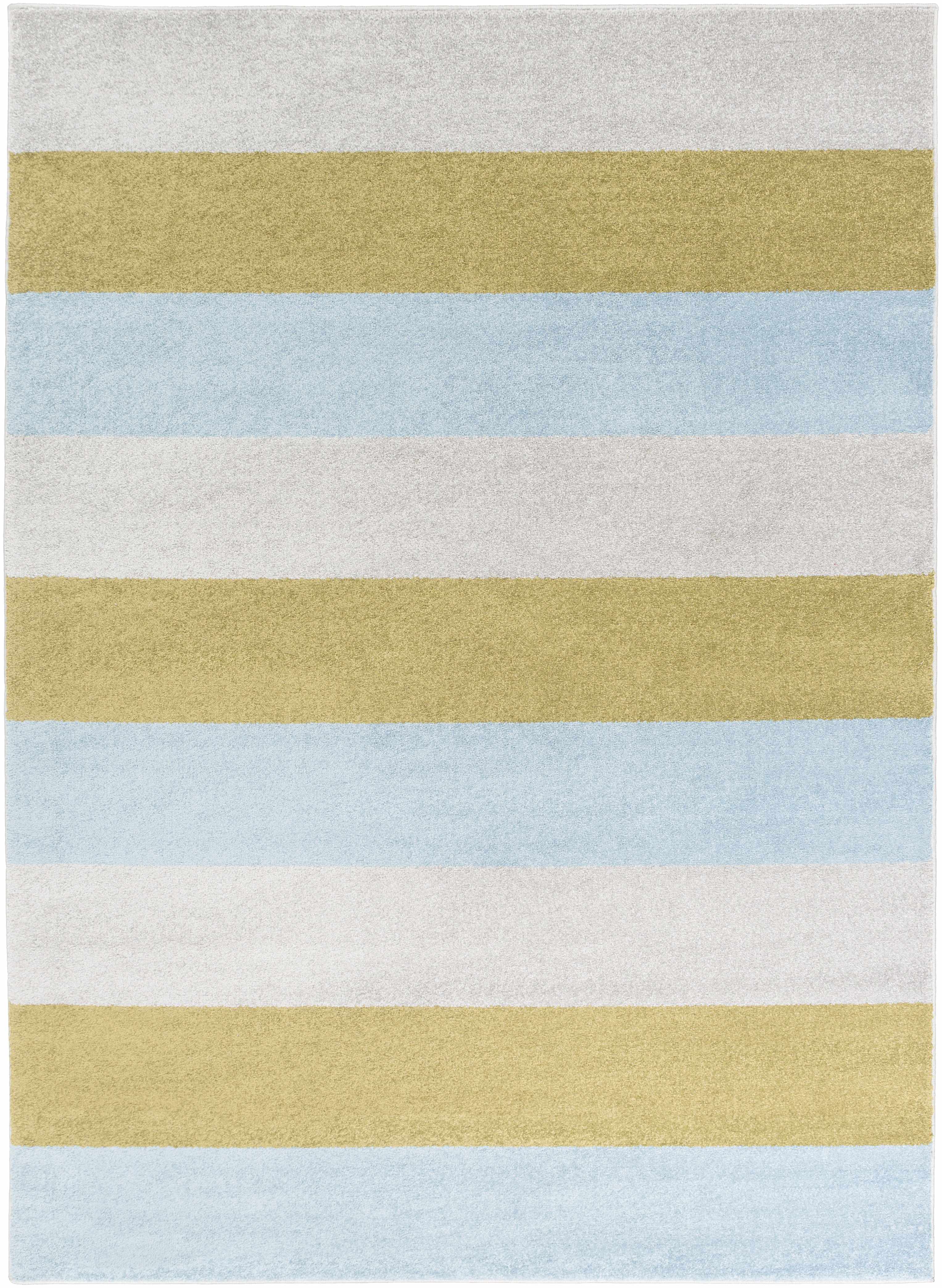Wewoka 9'3in x 12'6in Striped Stripe Blue Gray Brown Area Rug - Hauteloom