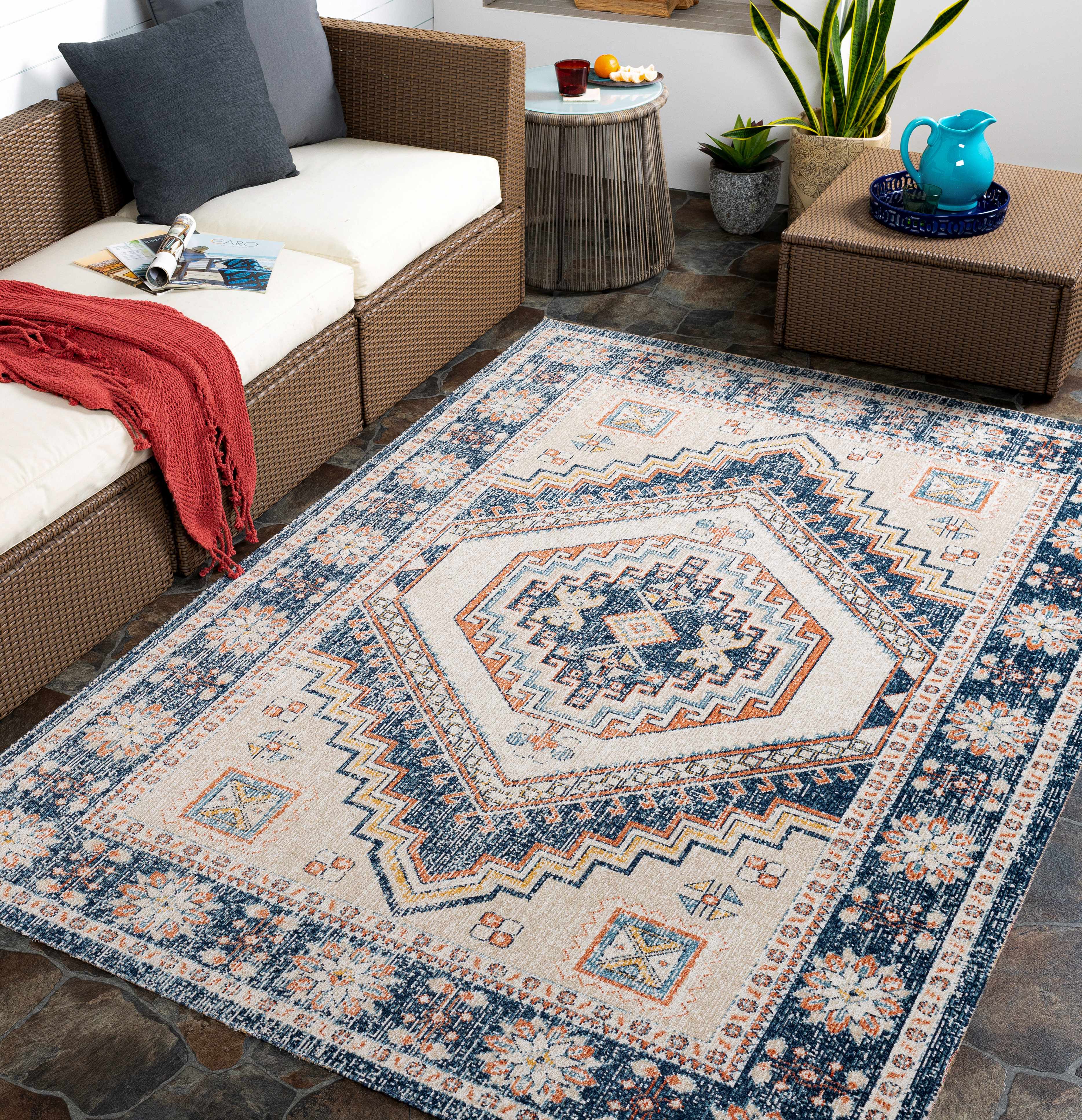 Burdekin 7'10in x 10' Updated Traditional Outdoor Area Rug - Hauteloom
