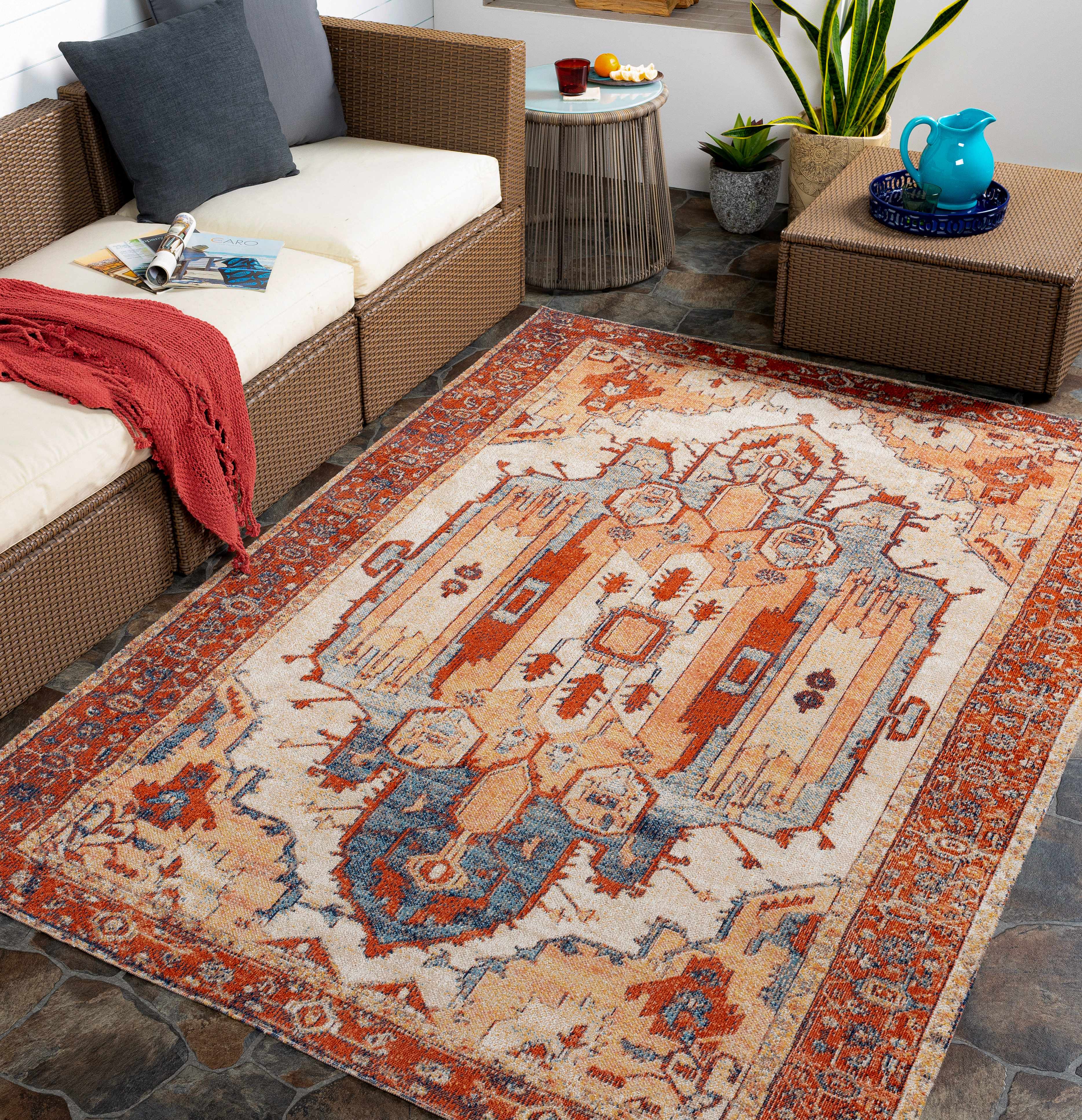 Sarnia 5'3in x 7' Updated Traditional Outdoor Area Rug - Hauteloom