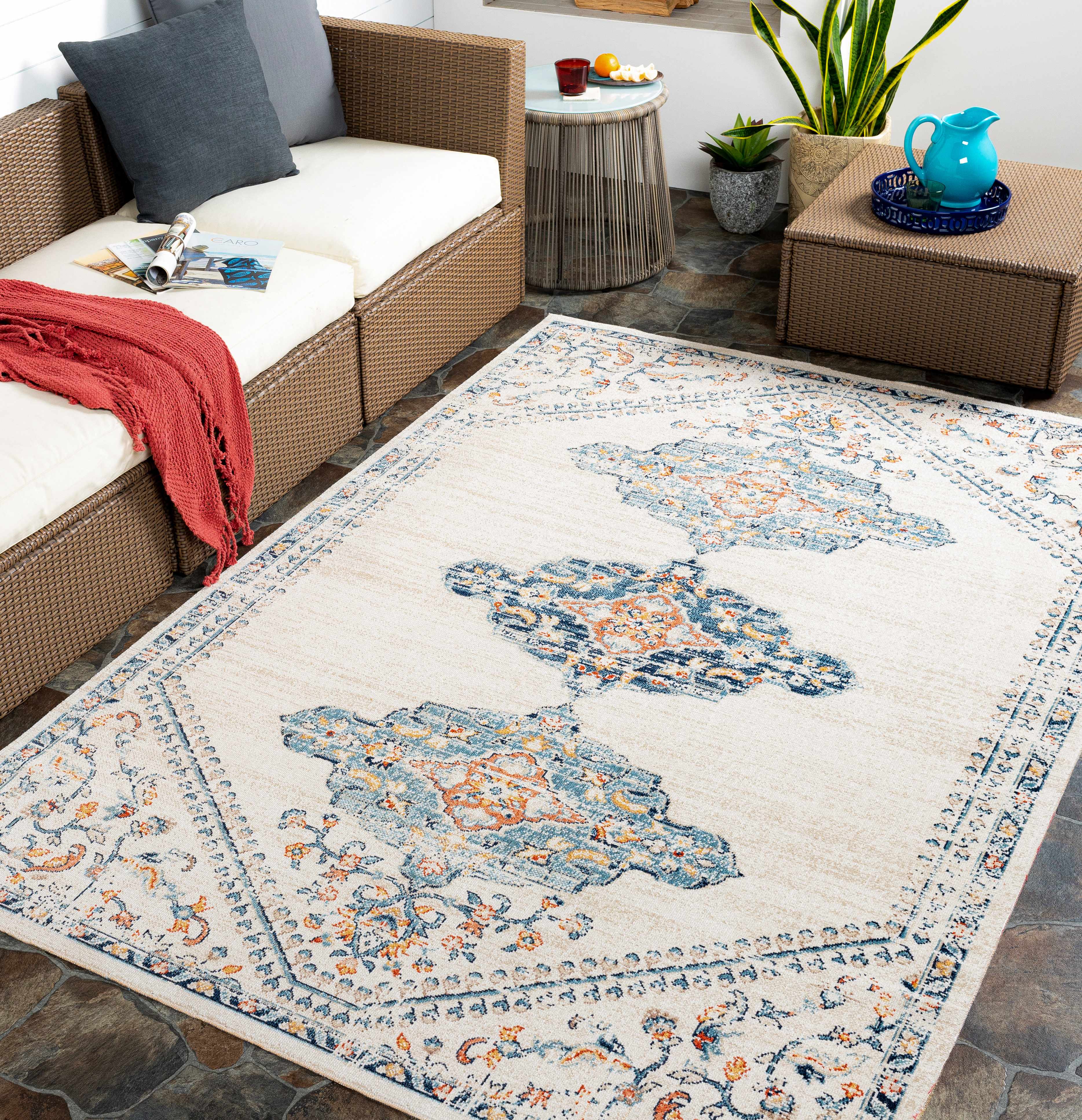 Mistissini 6'7in x 9' Updated Traditional Outdoor Area Rug - Hauteloom