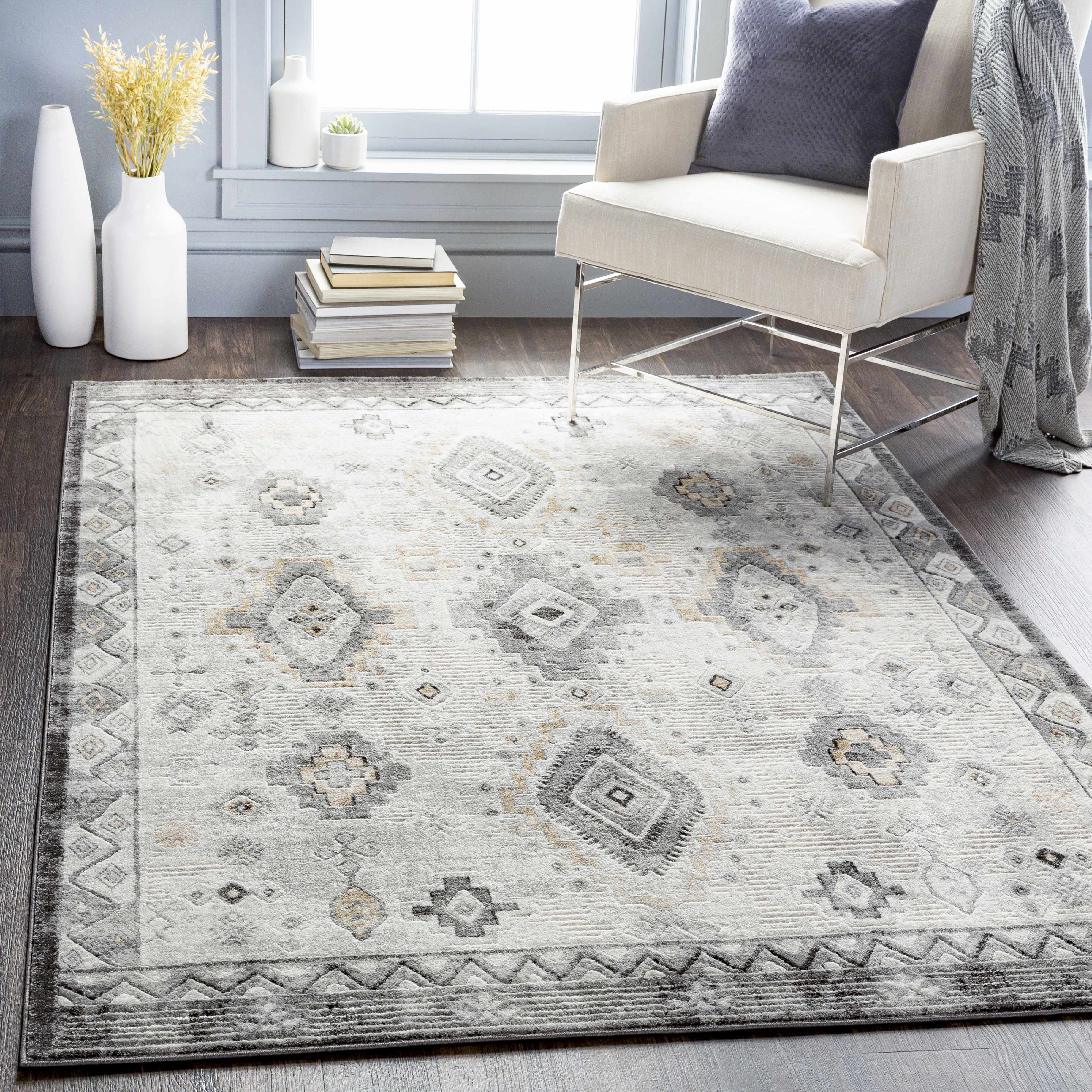 Tate 6'7in x 9' Traditional Area Rug - Hauteloom