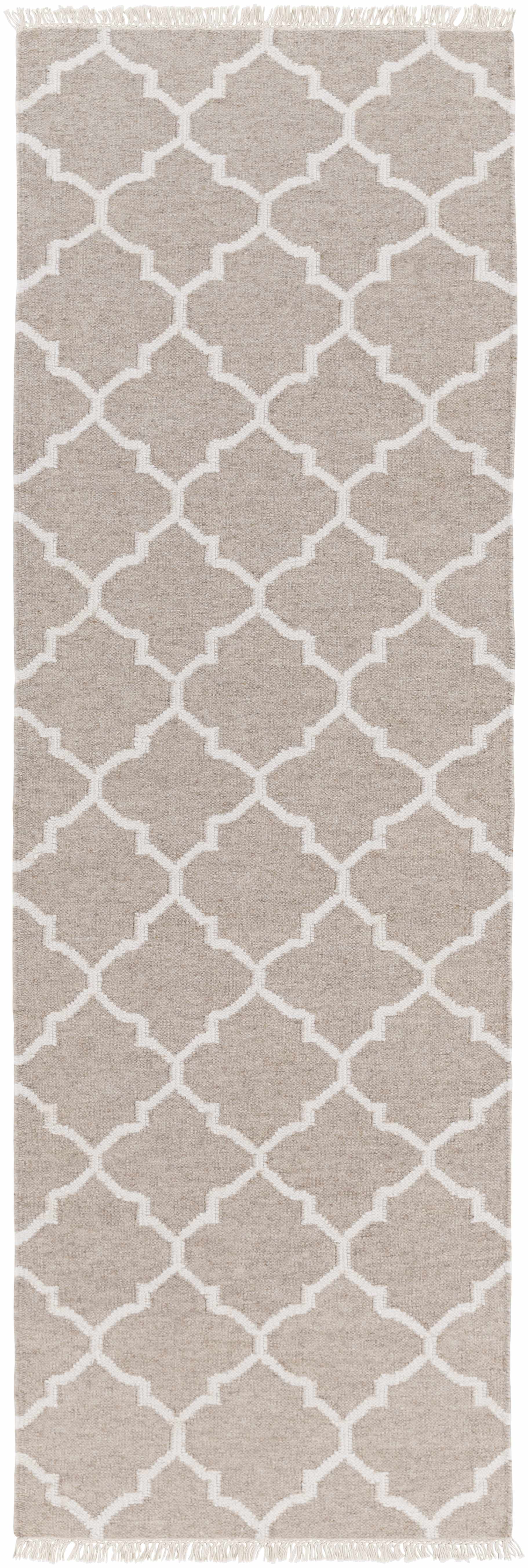 Lydia 2'6in x 8' Transitional Flat Weave Moroccan Trellis Wool Runner - Hauteloom