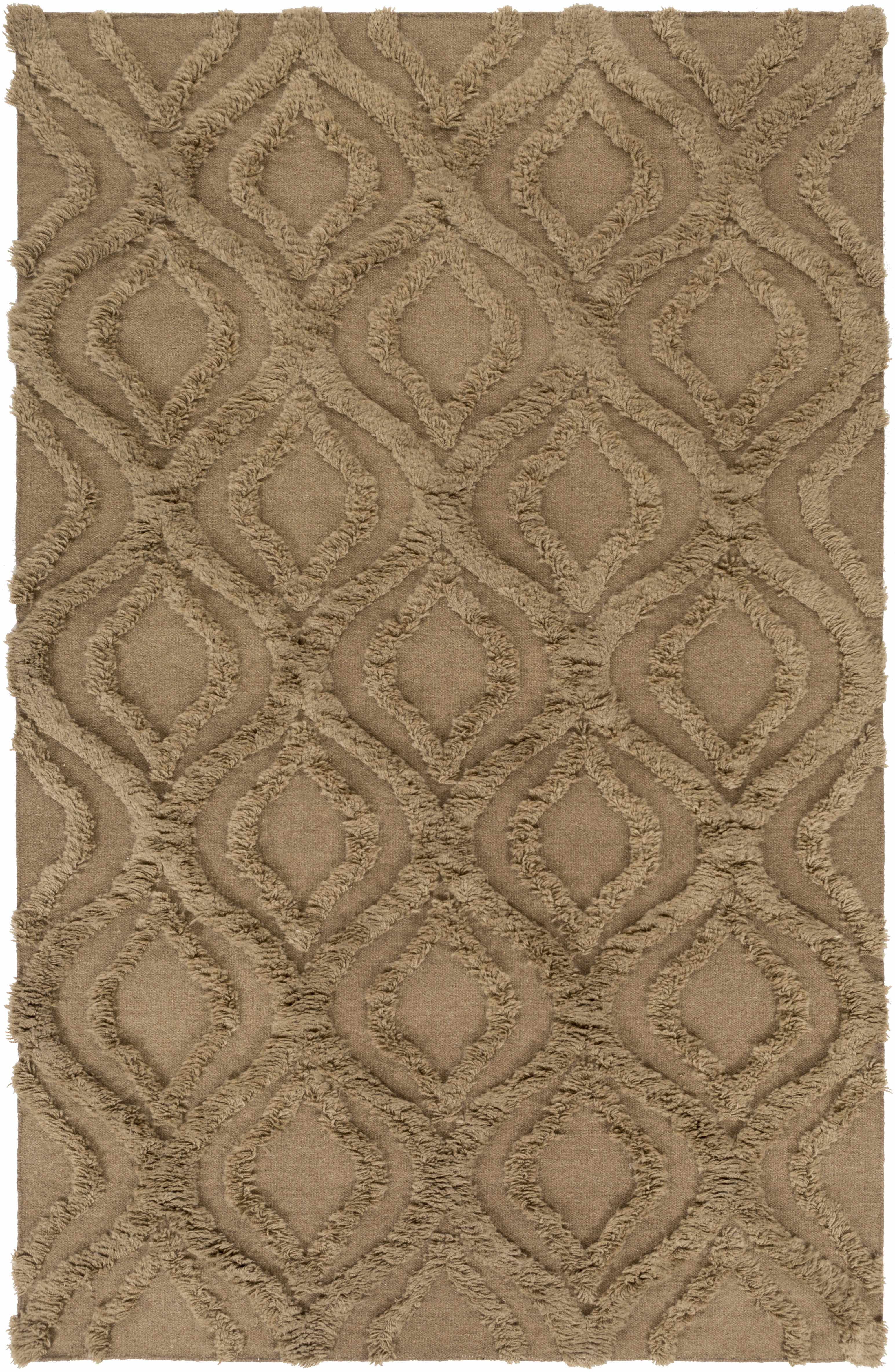 Manorville 5' x 8' Textural Moroccan Farmhouse Trellis Wool Area Rug - Hauteloom