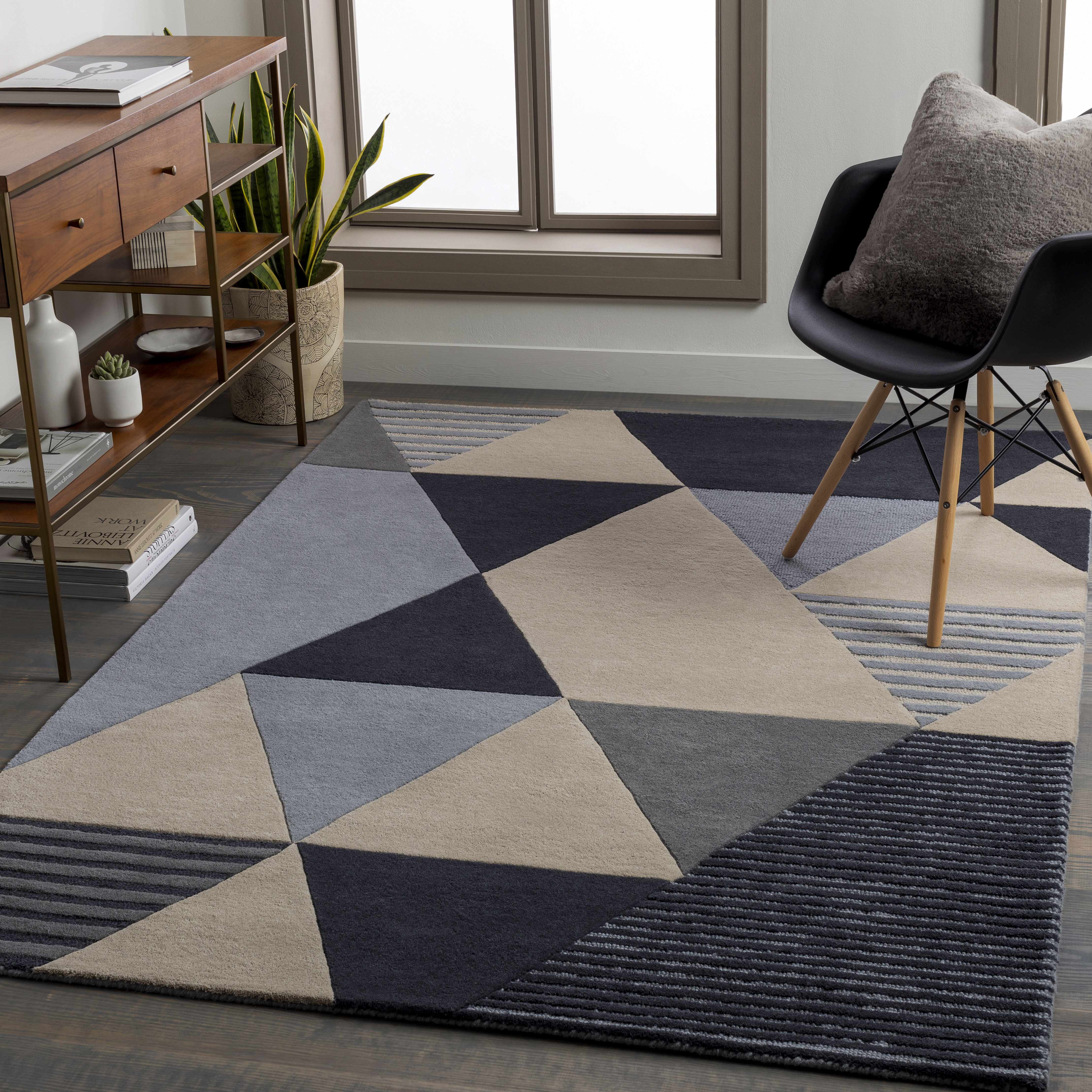 Ravenshoe 9' x 13' Modern Geometric Wool Area Rug - Hauteloom