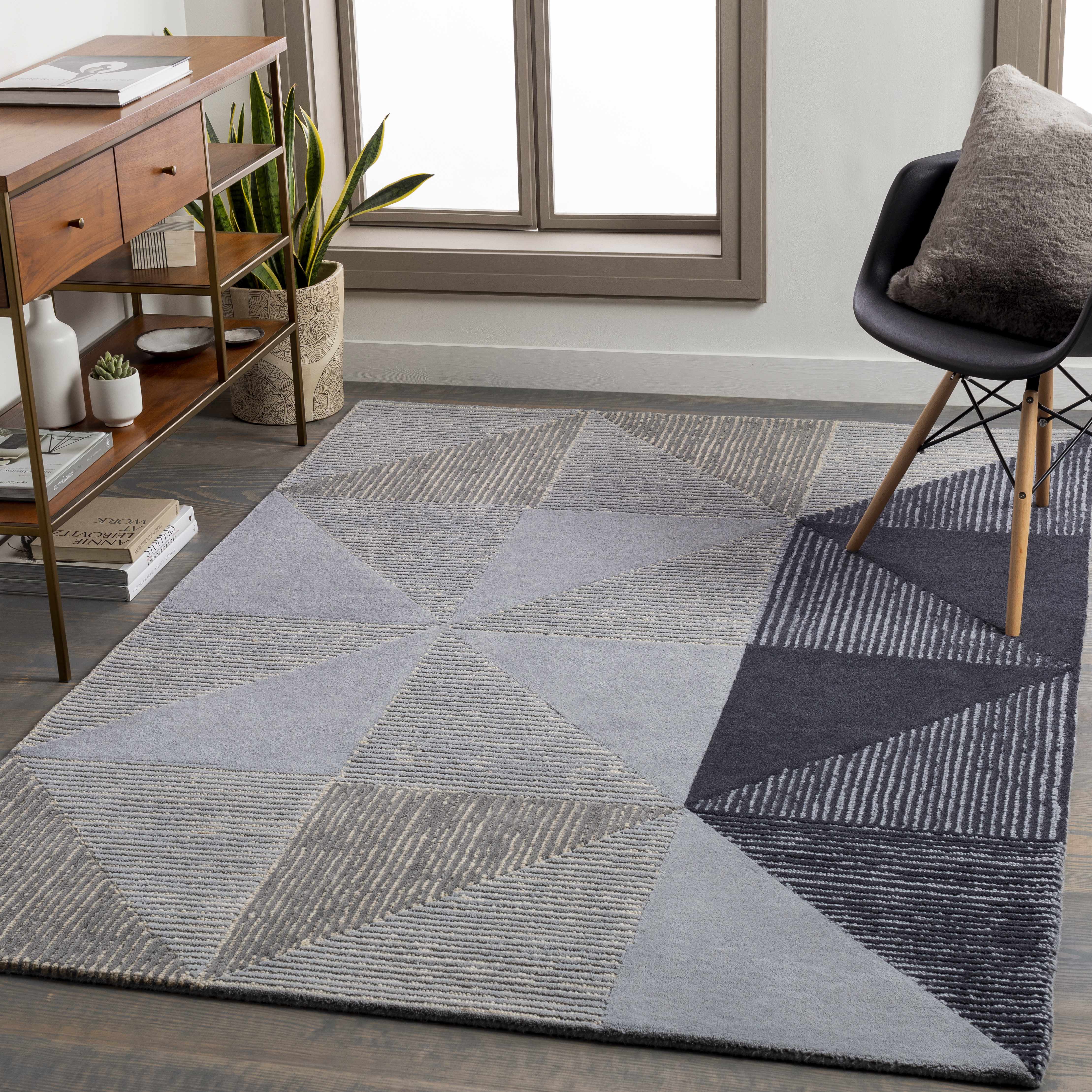 Metung 5' x 7'6in Modern Geometric Wool Area Rug - Hauteloom