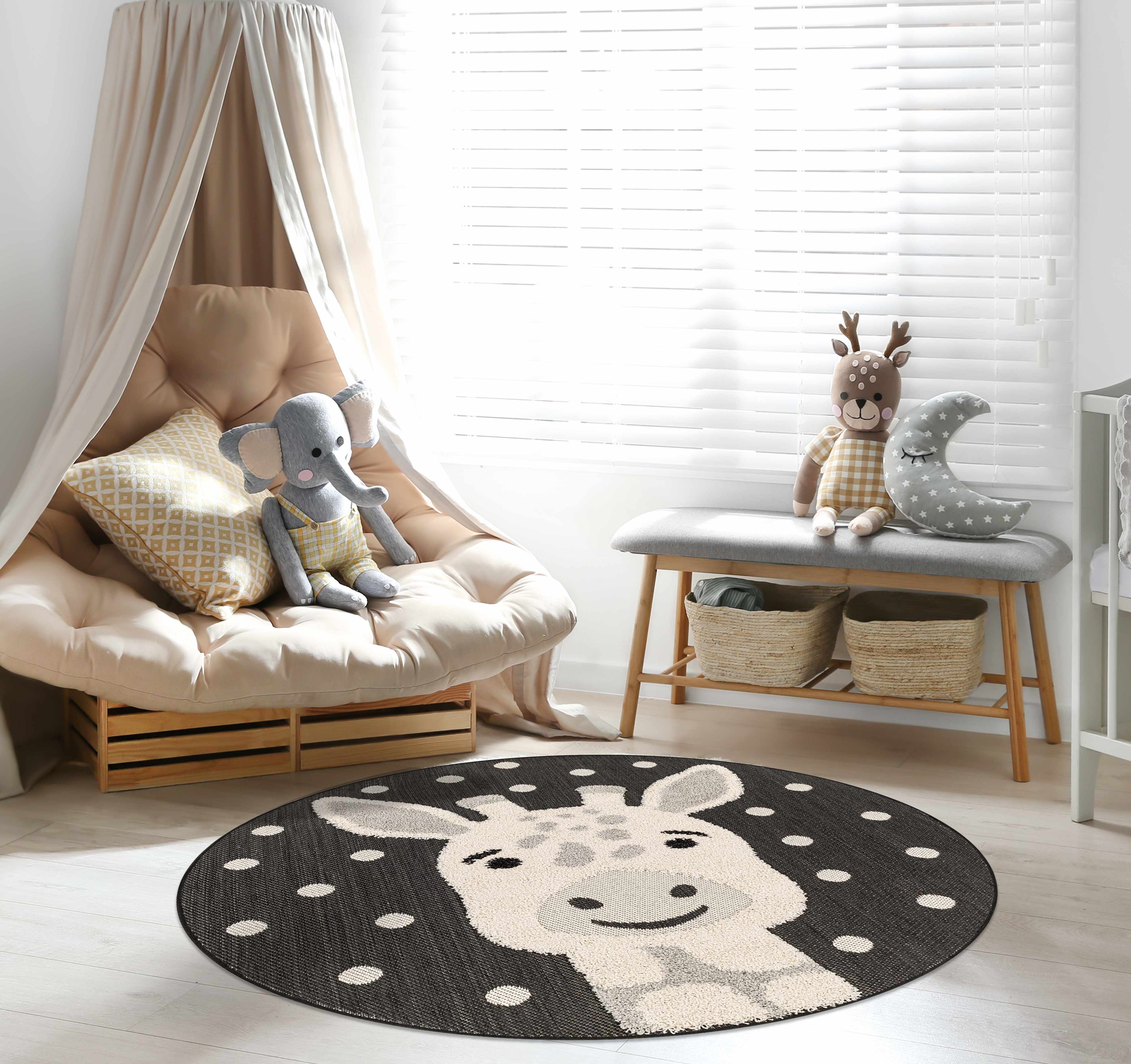 Bevis 5'3in Round Outdoor Area Rug - Hauteloom