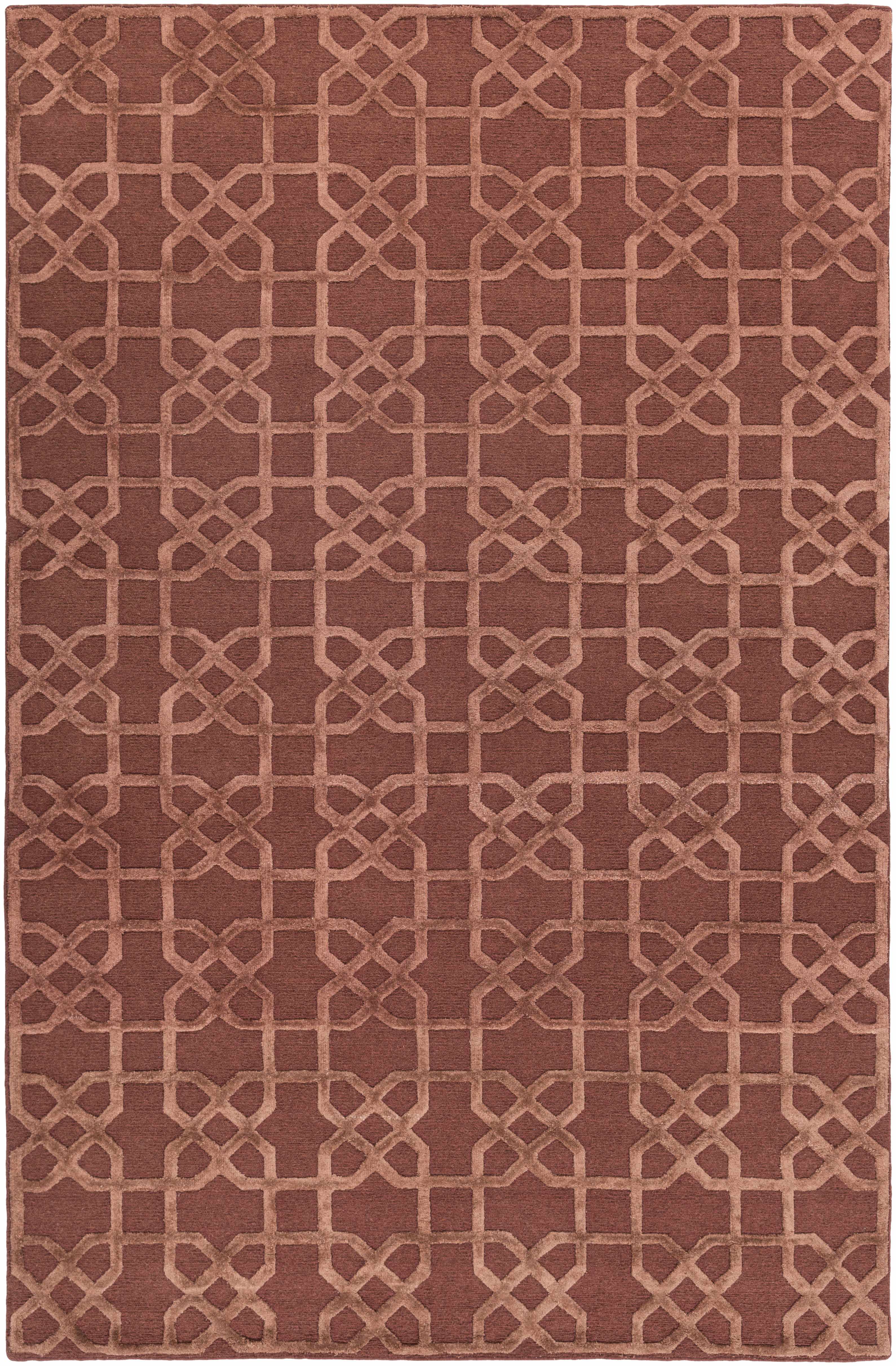 Kanesville 6' x 9' Solid & Border Updated Moroccan Trellis Wool Area Rug - Hauteloom