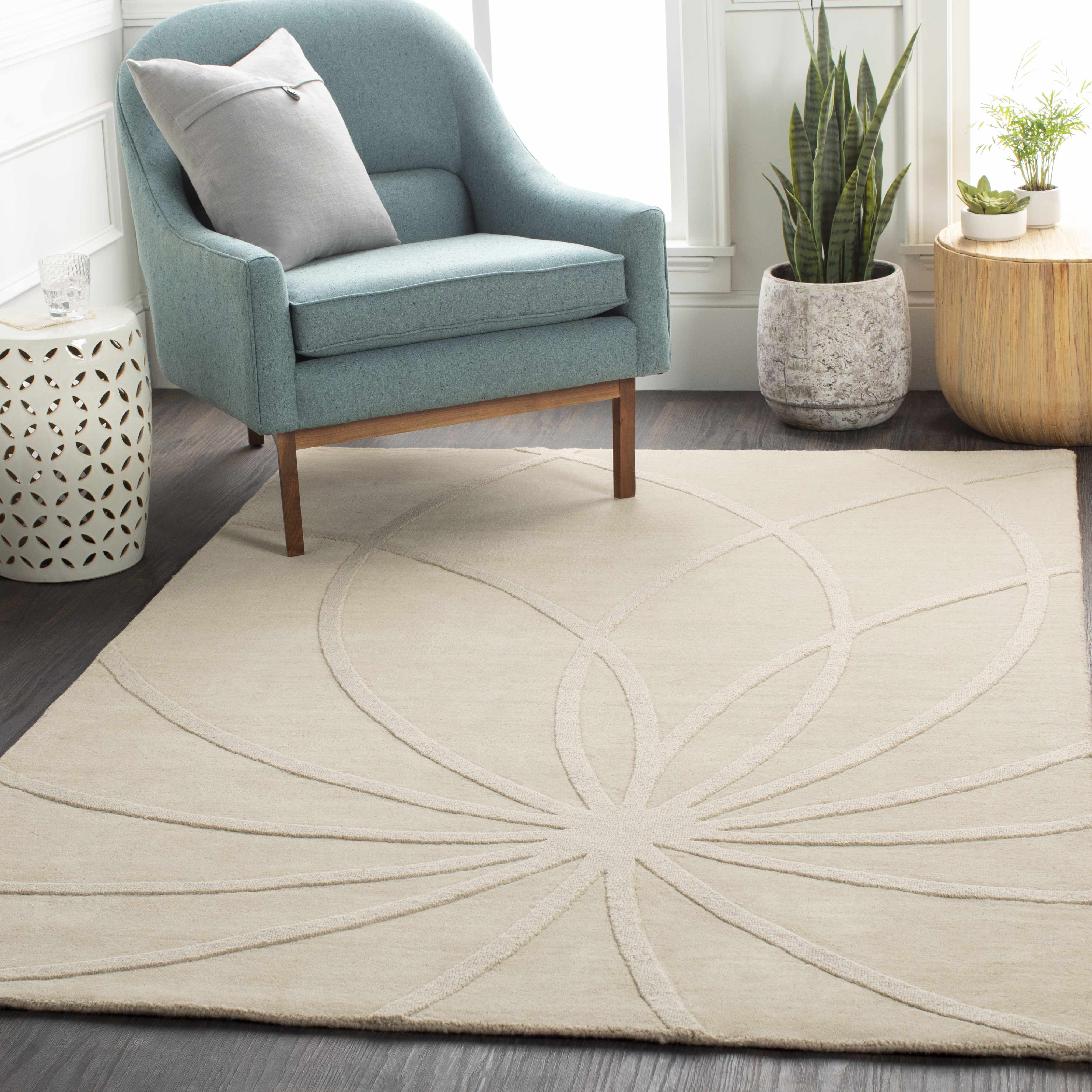 Hapeville 8' x 11' Solid & Border Wool Area Rug - Hauteloom