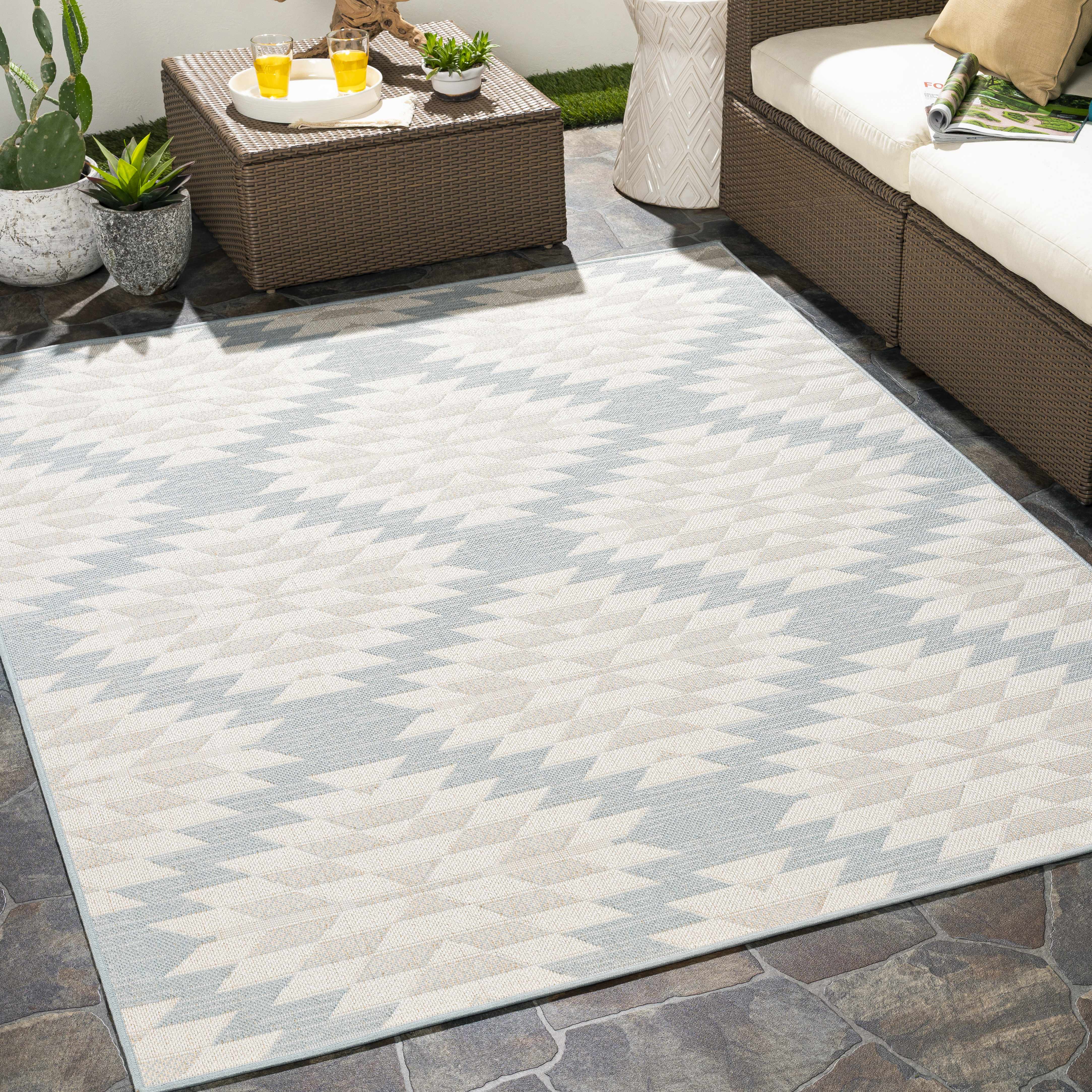 Tinsley 6'7in x 9' Rustic Outdoor Area Rug - Hauteloom