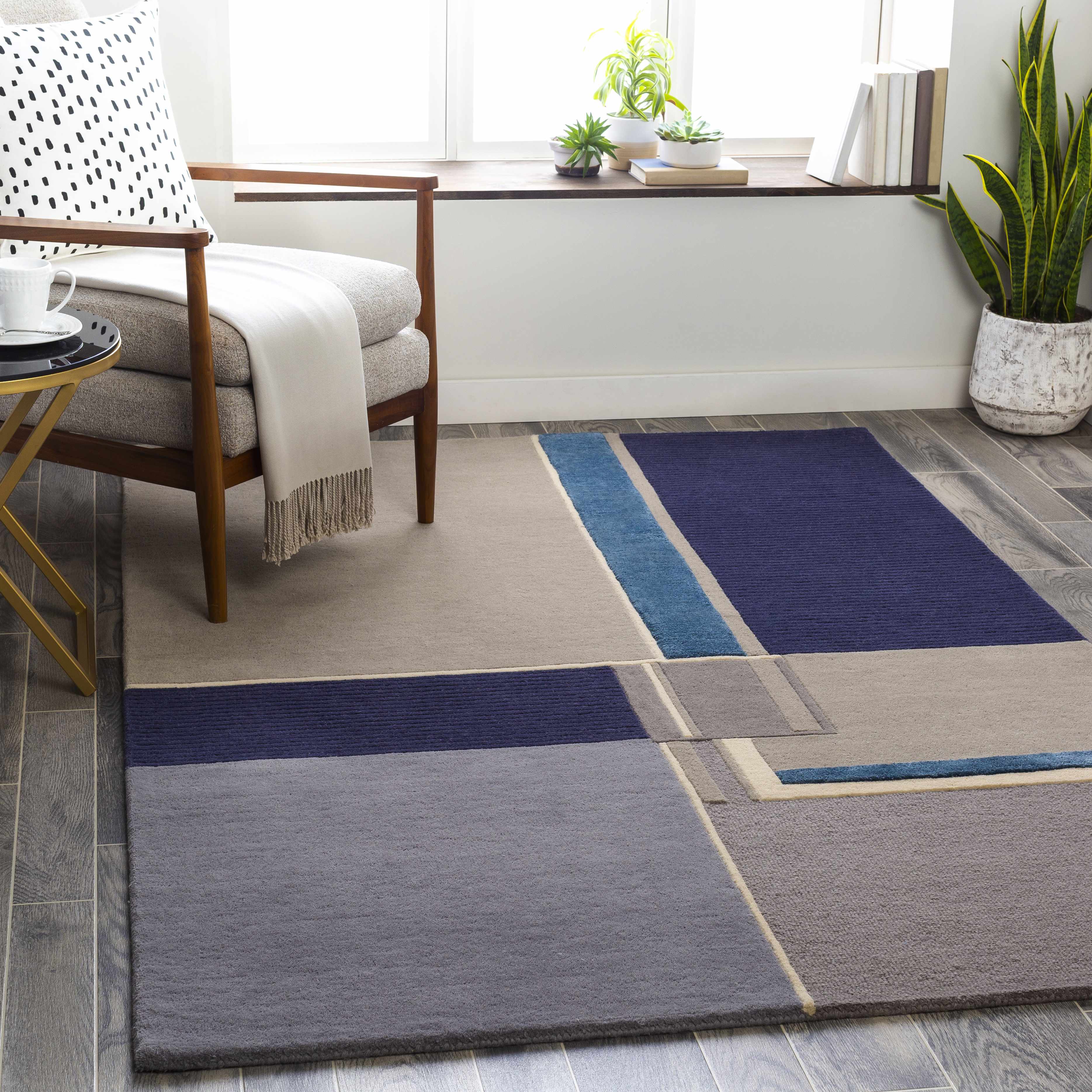 Stevenston 8'10in x 12' Modern Wool Area Rug - Hauteloom