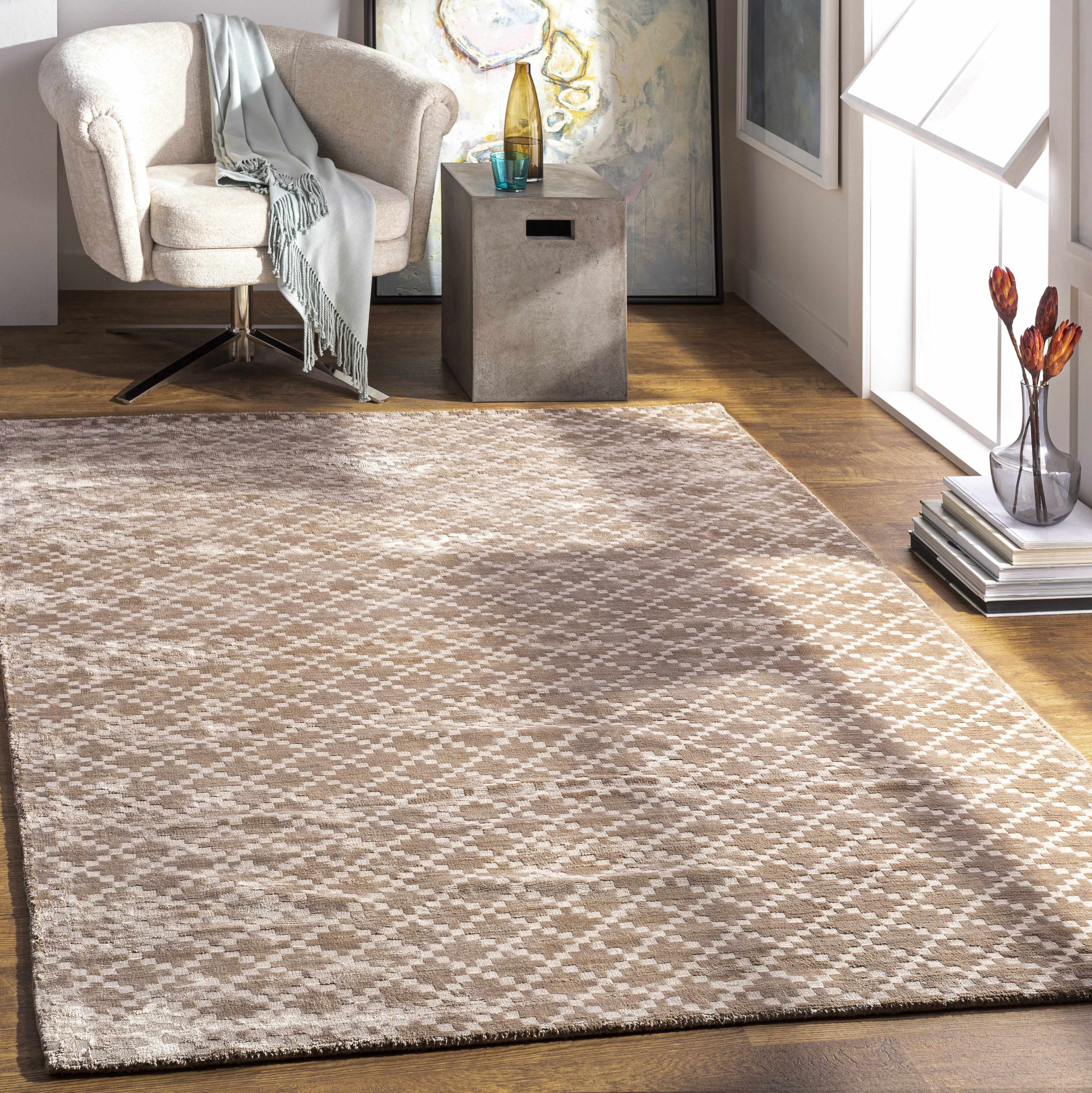 Cosmos 8' x 10' Solid & Border Area Rug - Hauteloom