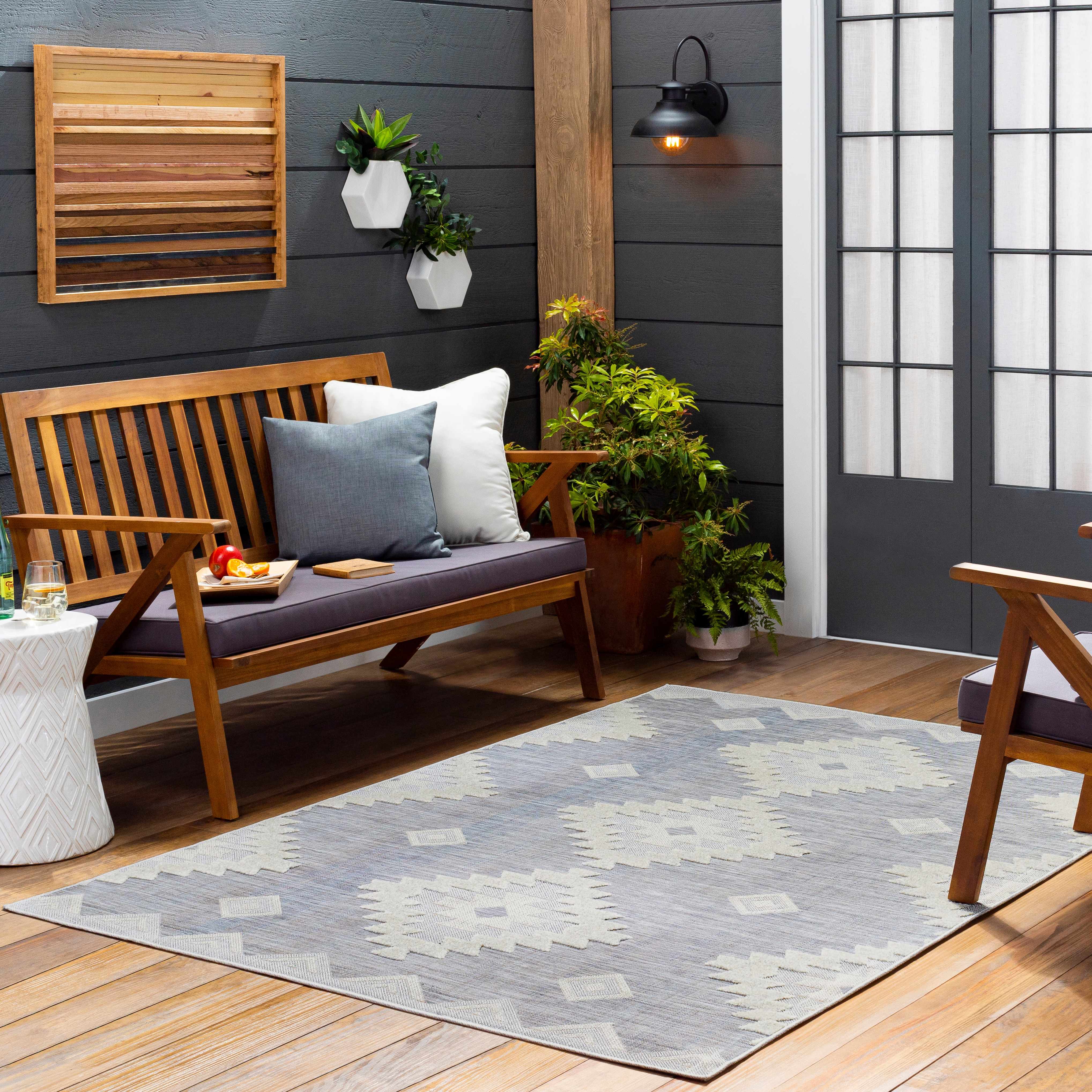 Mawab 6'7in x 9' Rustic Outdoor Farmhouse Moroccan Outdoor Area Rug - Hauteloom