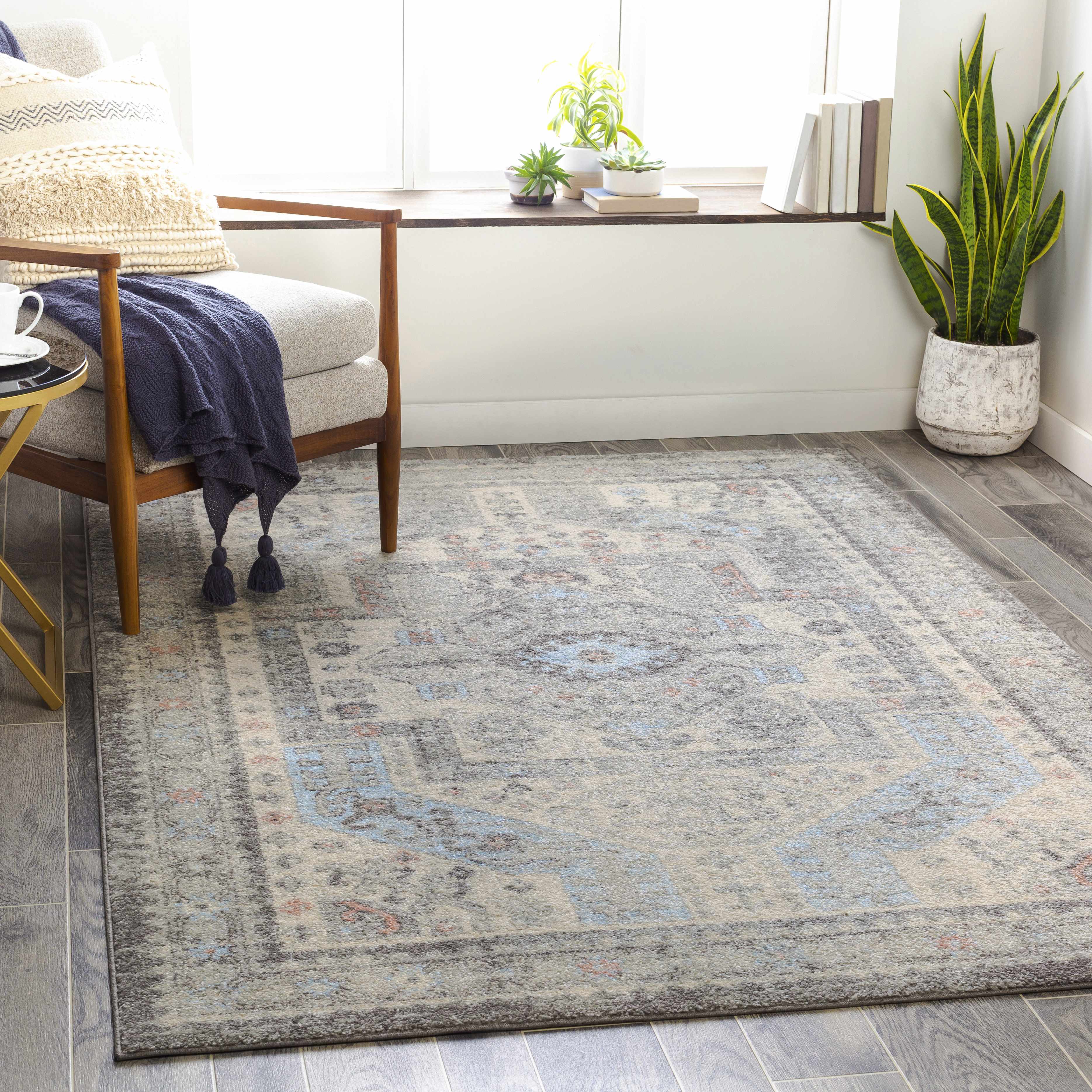 Burham 6'7in x 9' Traditional Area Rug - Hauteloom