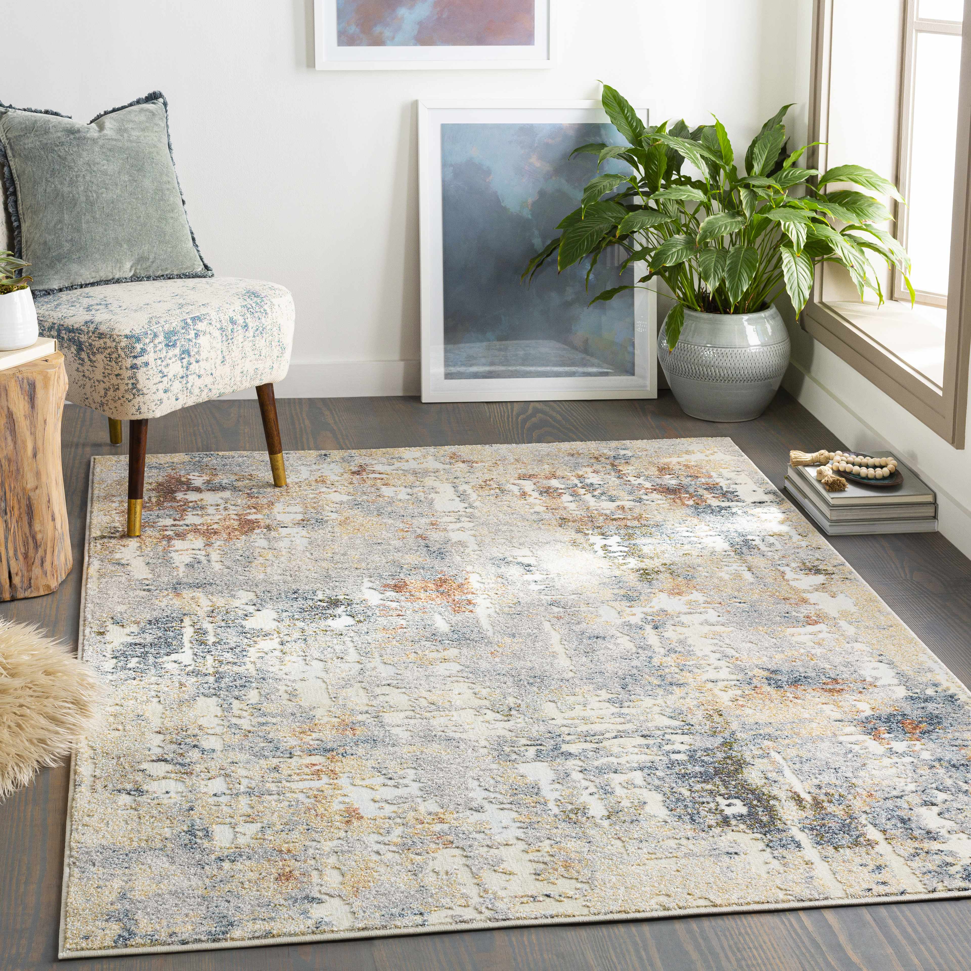 Mossblown 5'3in x 7'3in Modern Area Rug - Hauteloom
