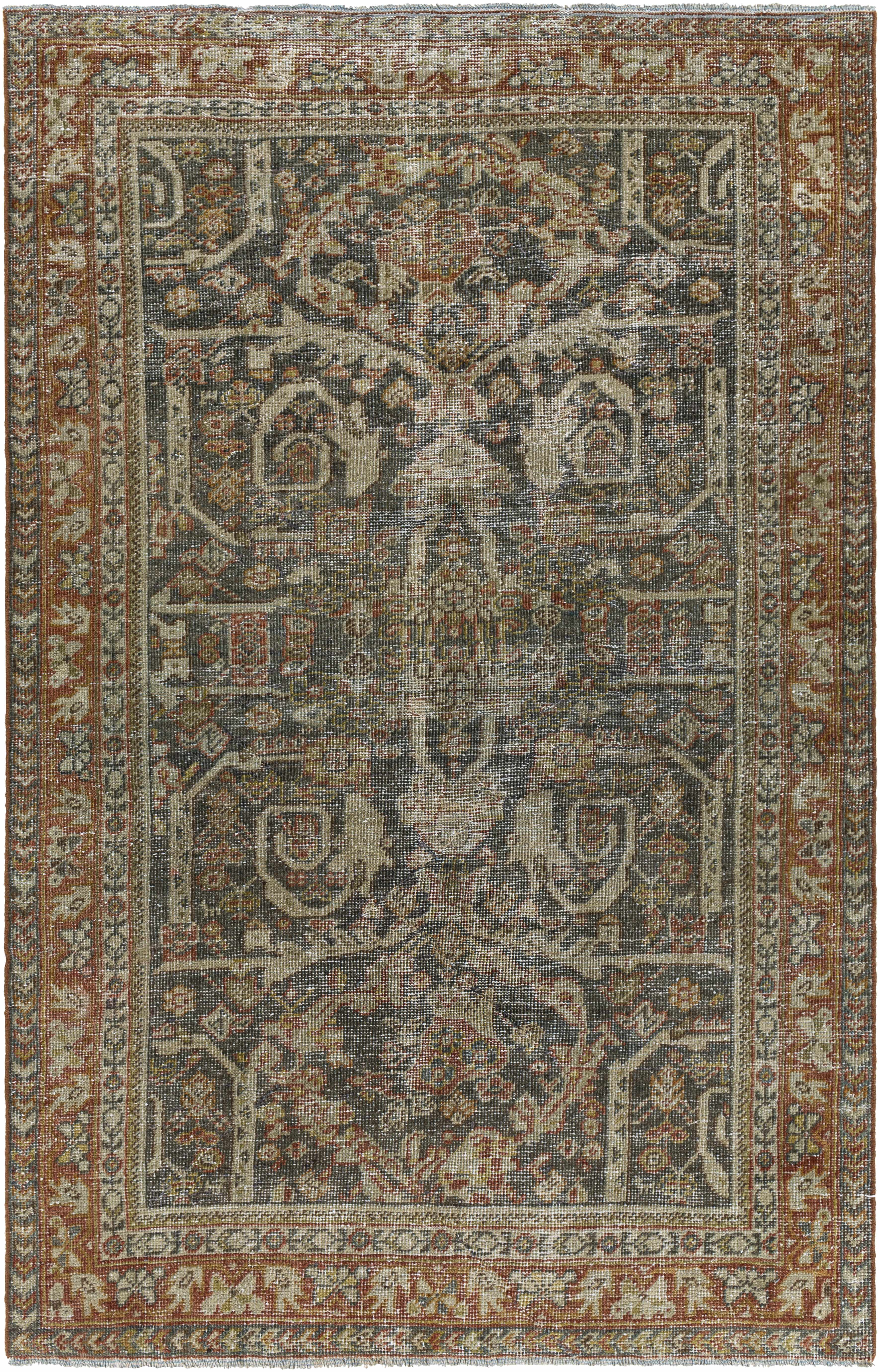 Nahawan 3'11in x 6'3in Traditional Handknotted wool one of a kind Wool Area Rug - Hauteloom