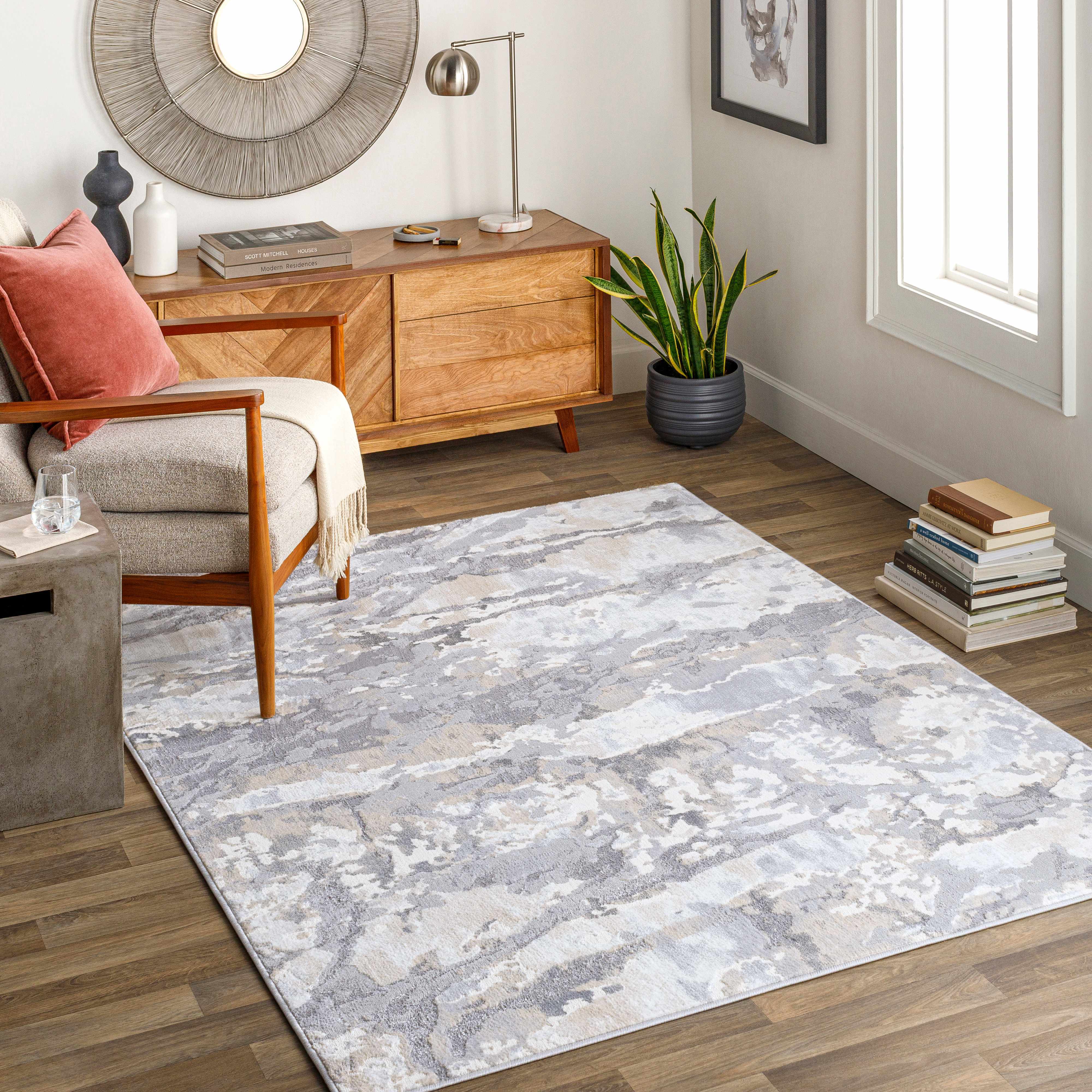 Maleny 6'7in x 9'2in Modern Area Rug - Hauteloom