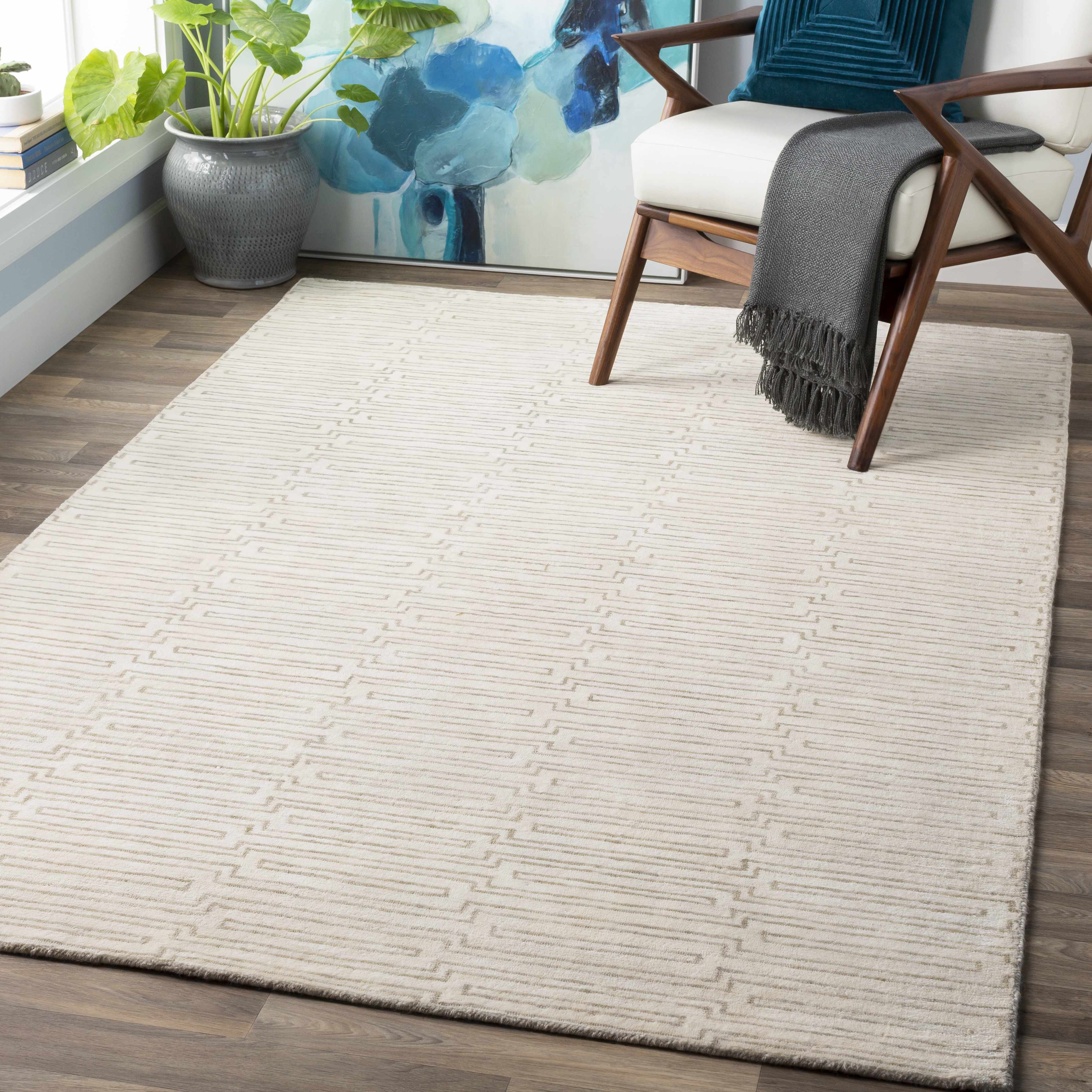 Partlow 5' x 8' Modern Handmade Solid Stripes Area Rug - Hauteloom