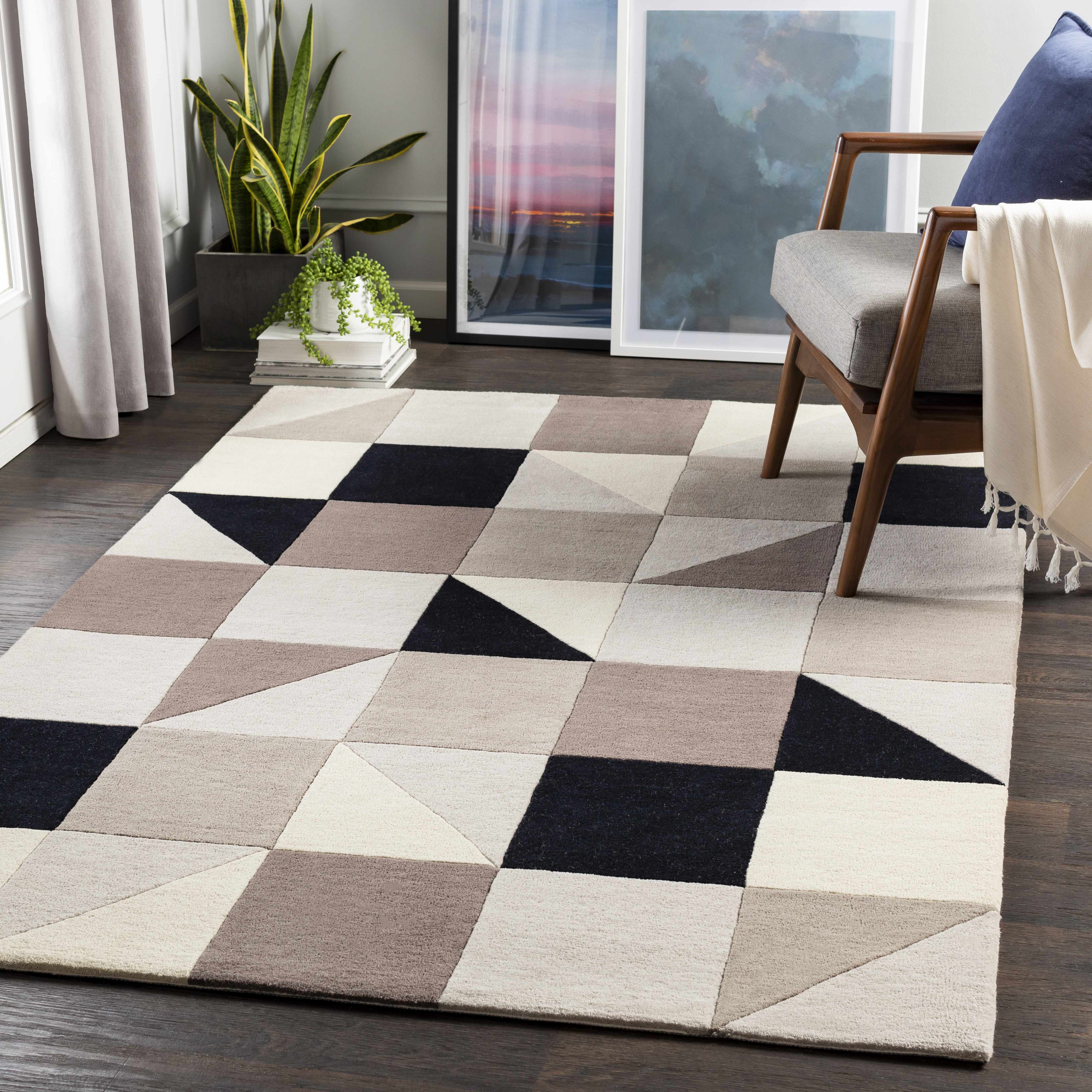 Methven 8'10in x 12' Modern Geometric Wool Area Rug - Hauteloom