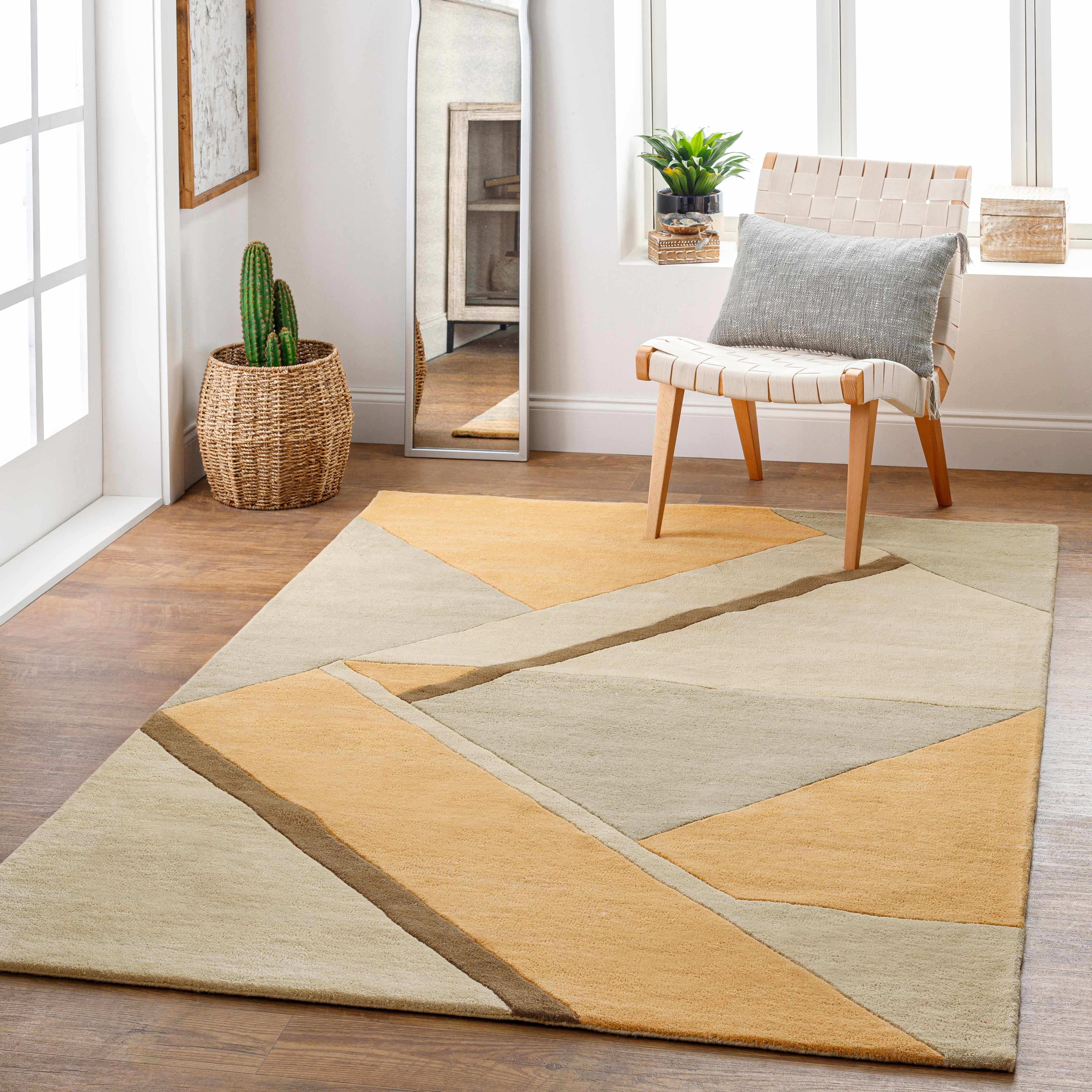 Saranap 3' x 5' Modern Geometric Contemporary Bohemian Abstract Wool Area Rug - Hauteloom