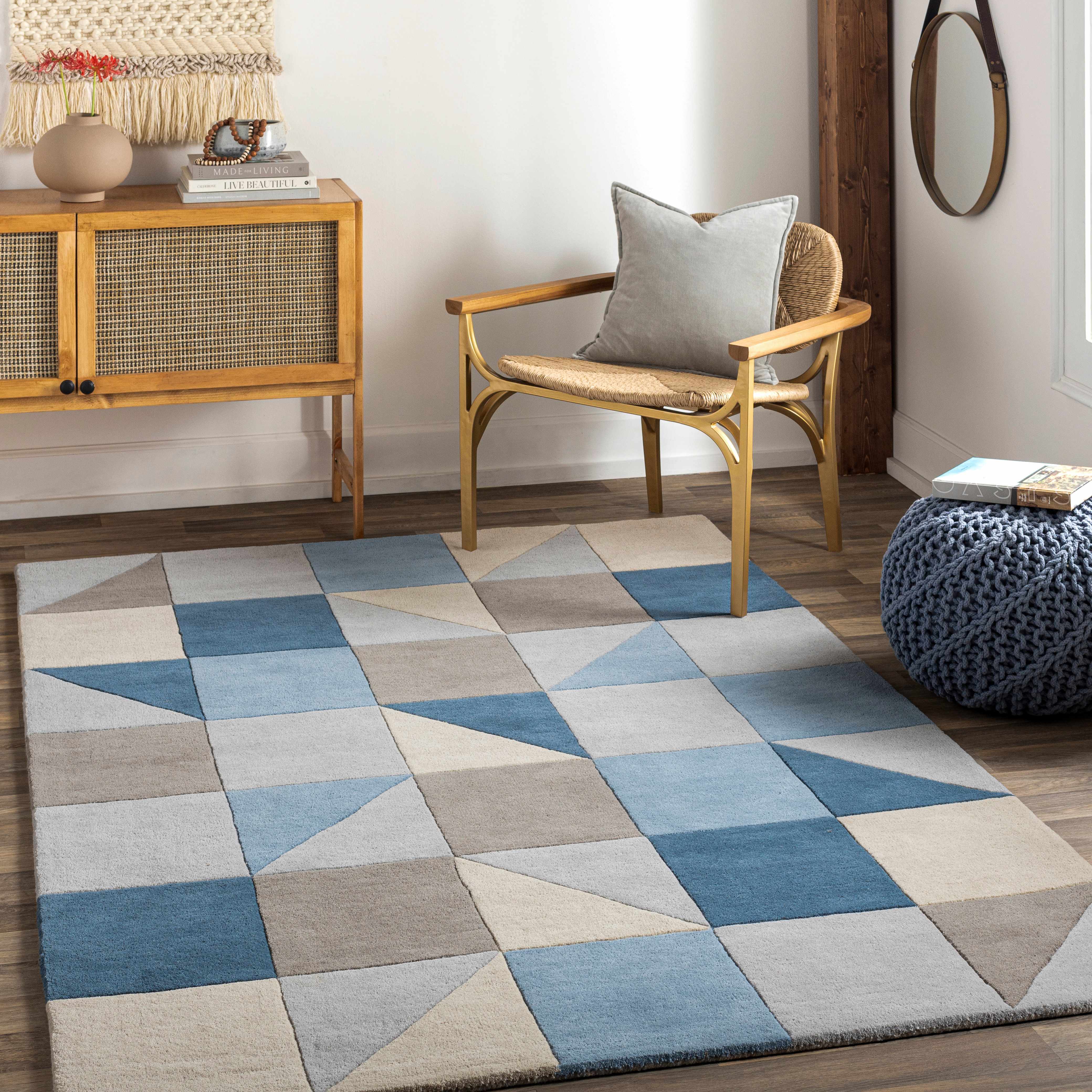 Daingean 6' x 9' Modern Geometric Contemporary Wool Wool Area Rug - Hauteloom